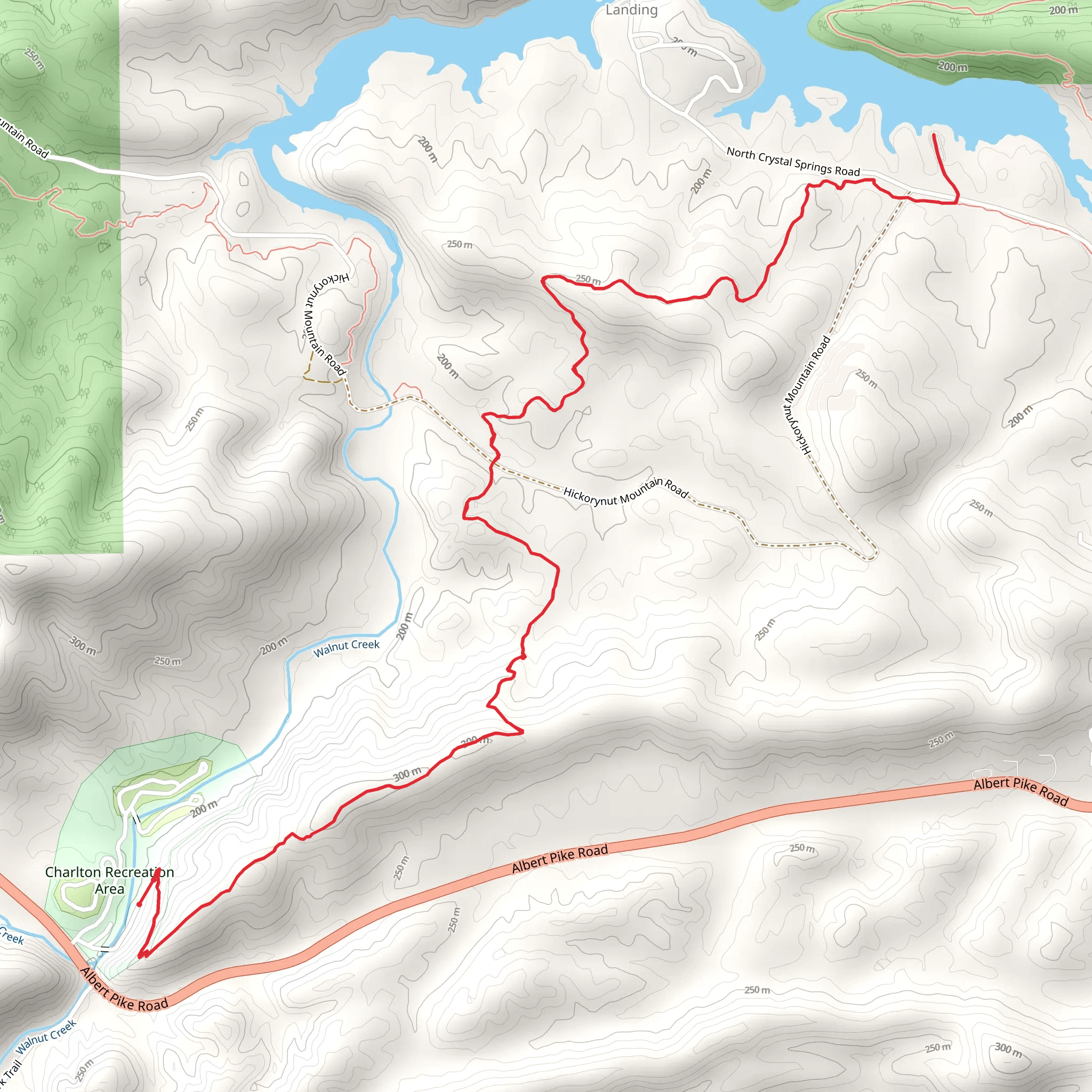 Lake Ouachita Vista Trail via Charlton Trail mobile static map