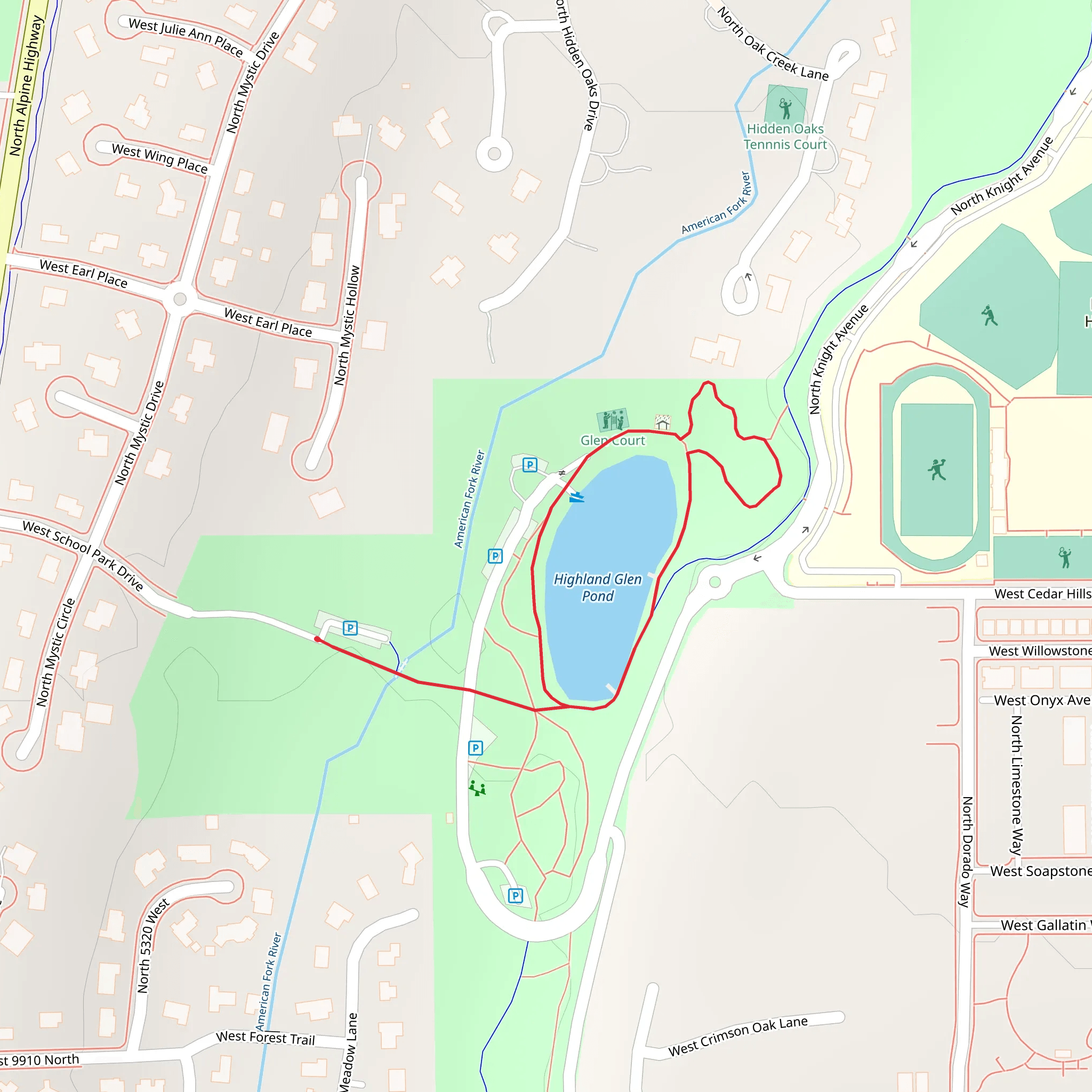 Highland Glen Park Loop mobile static map