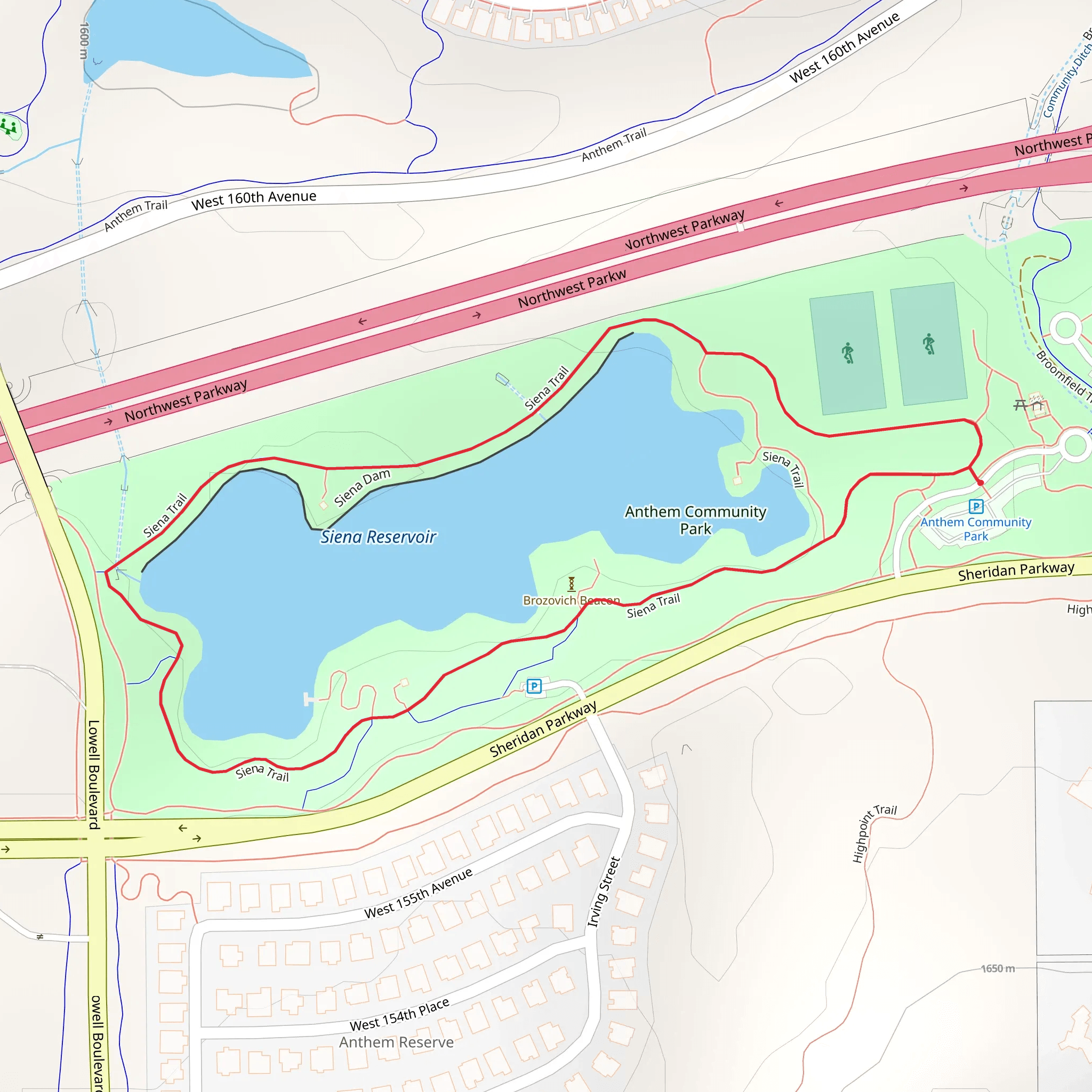 Siena Reservoir Loop mobile static map