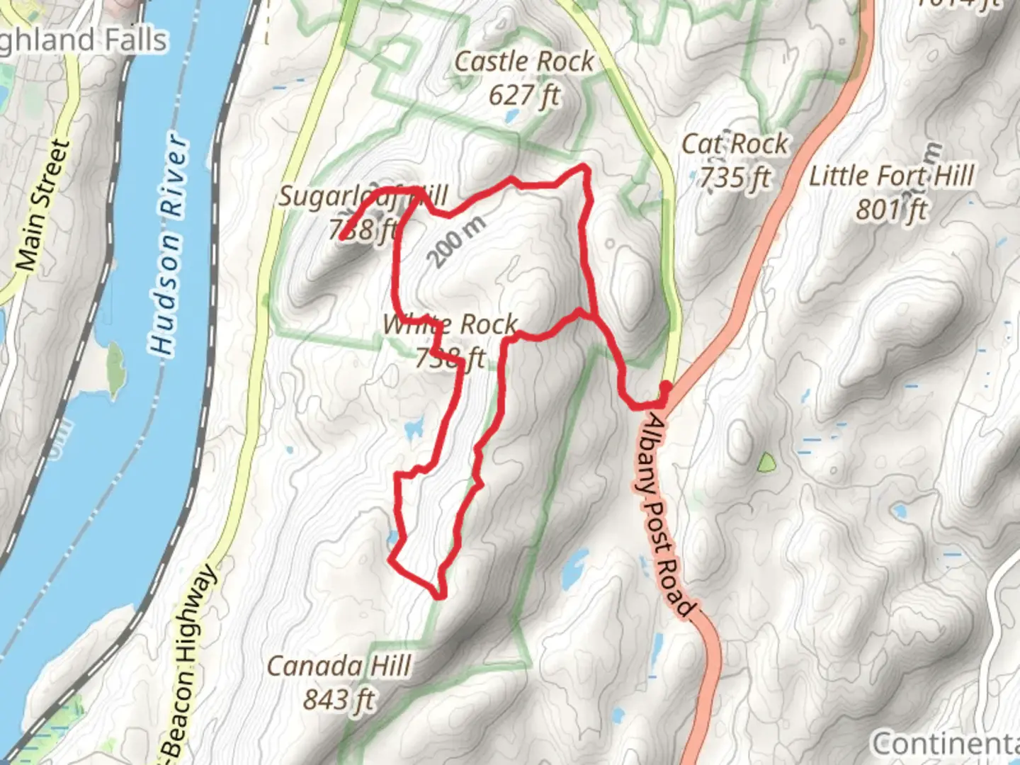 An image depicting the trail Sugarloaf Hill and White Rock Loop and its surrounding area.