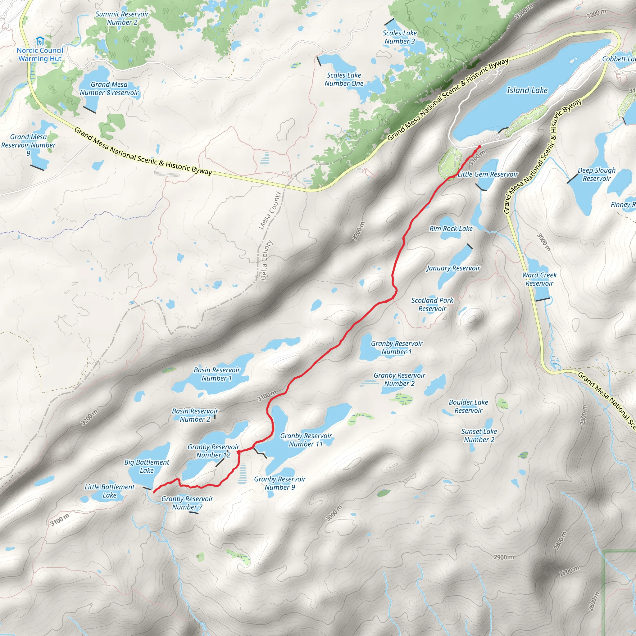 Granby Reservoirs Walk mobile static map