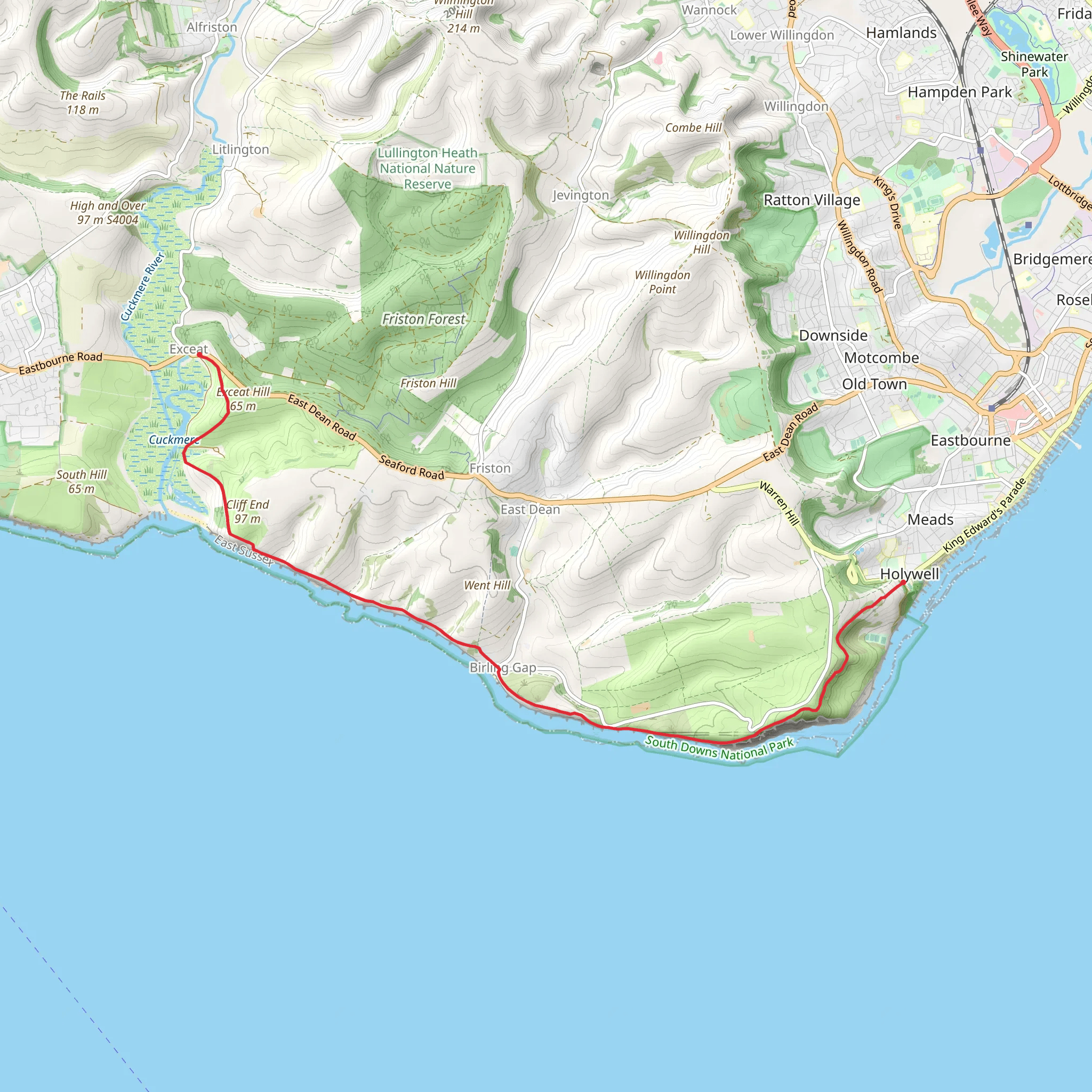 Seven Sisters to Eastbourne mobile static map