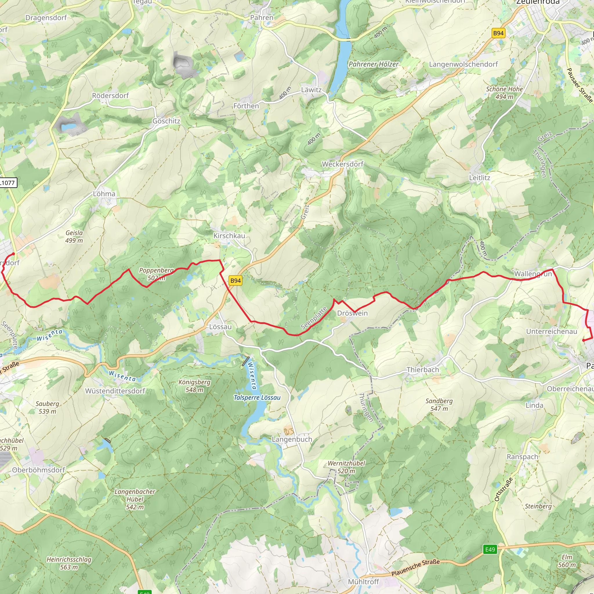 Pausa to Oettersdorf Walk mobile static map