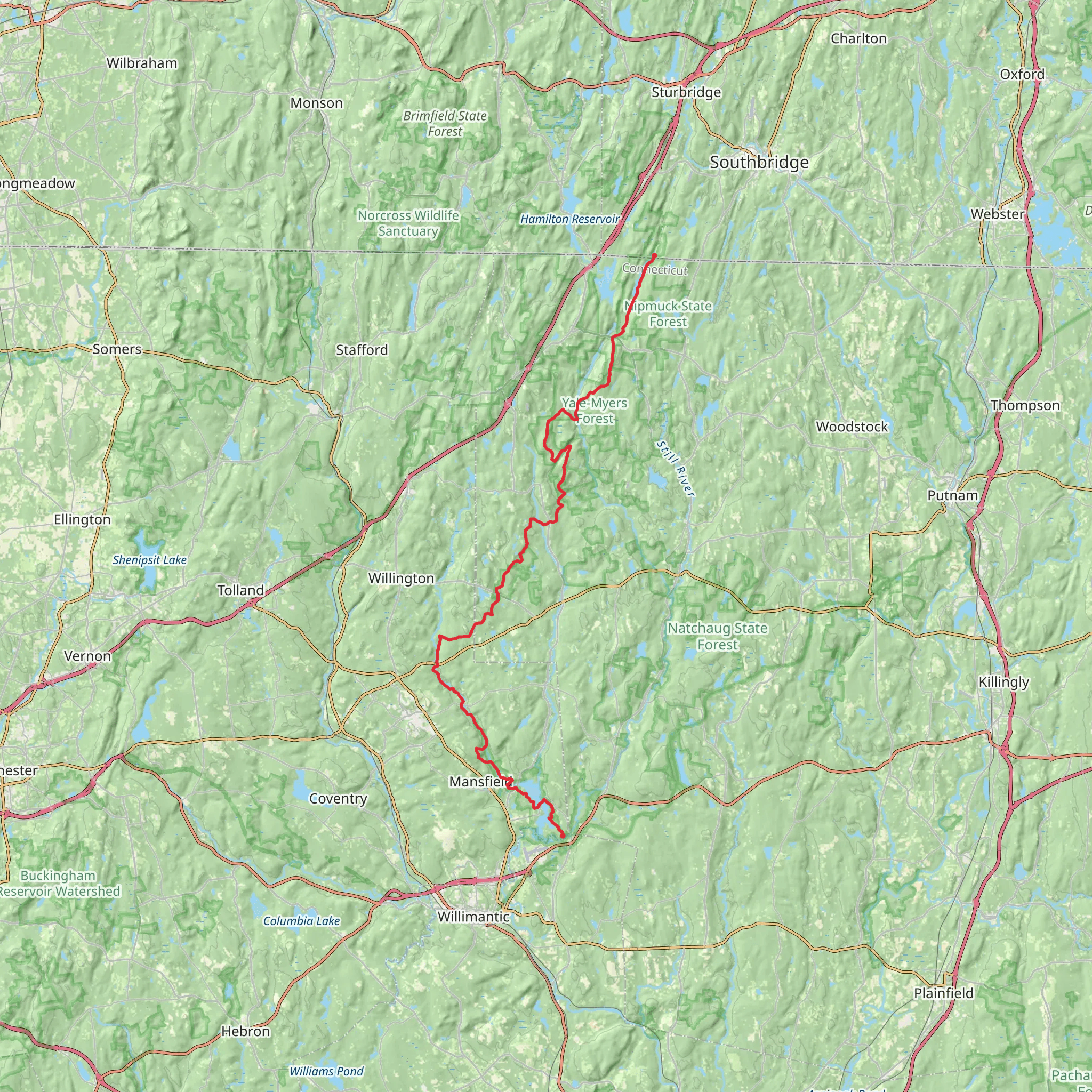 Nipmuck Trail mobile static map
