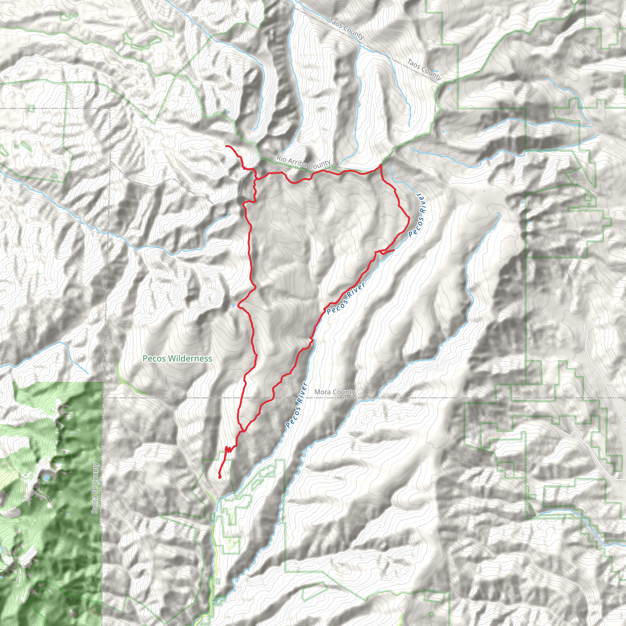 Jack's Creek, Rio Quemado and Pecos Loop Trail mobile static map