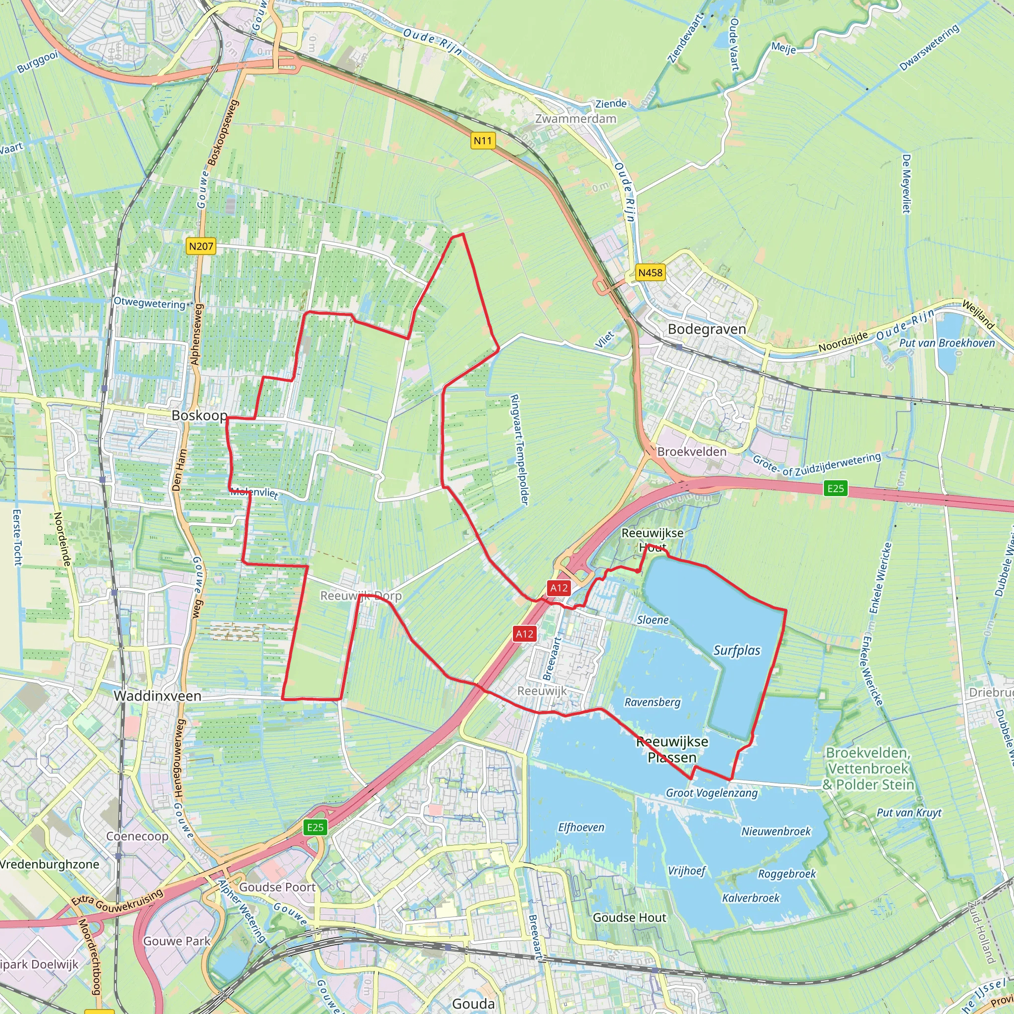 Broekvelden, Reeuwijksche Plassen and Vereenigde Polder Loop mobile static map