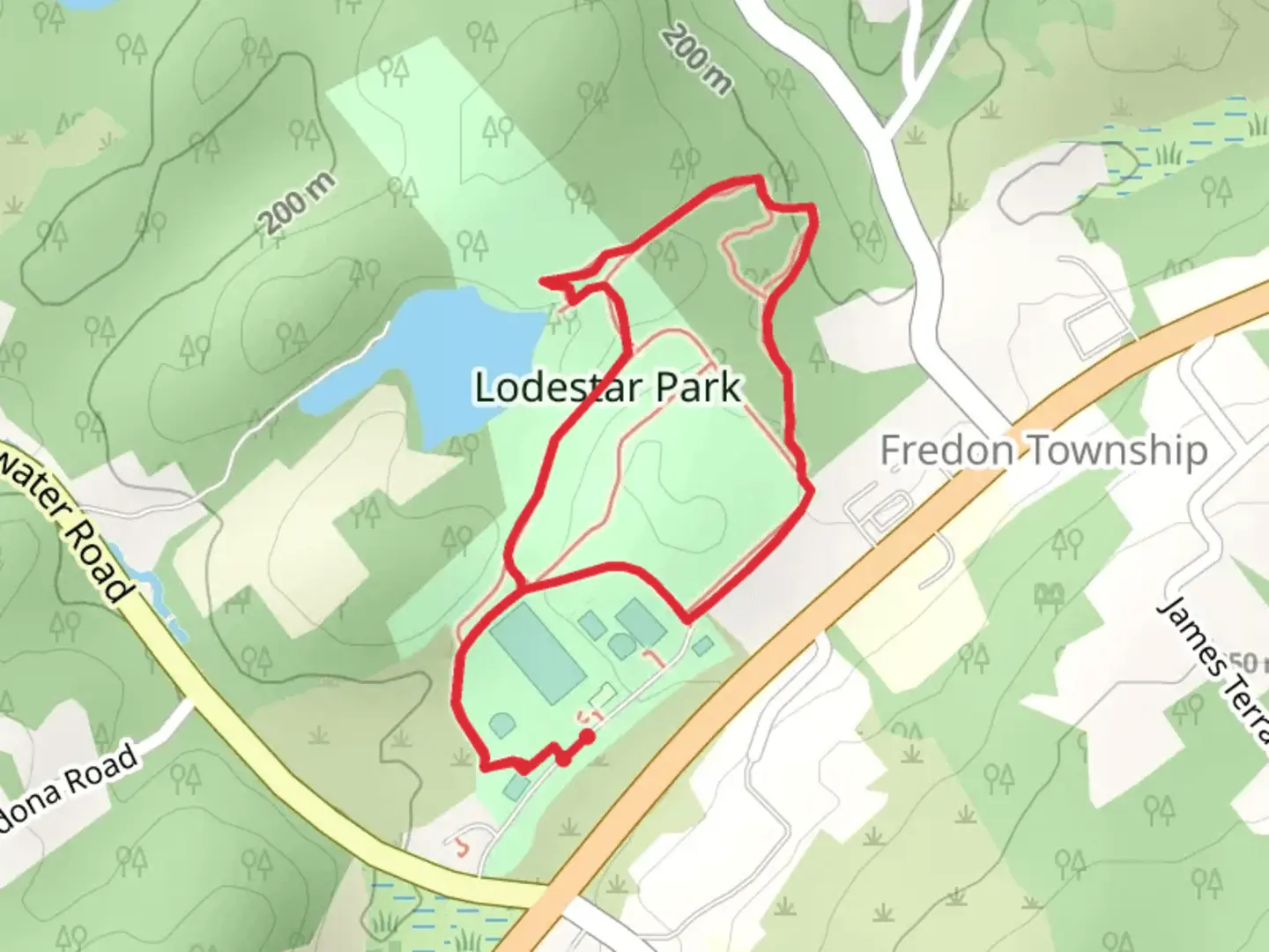 An image depicting the trail Lodestar Park Loop and its surrounding area.