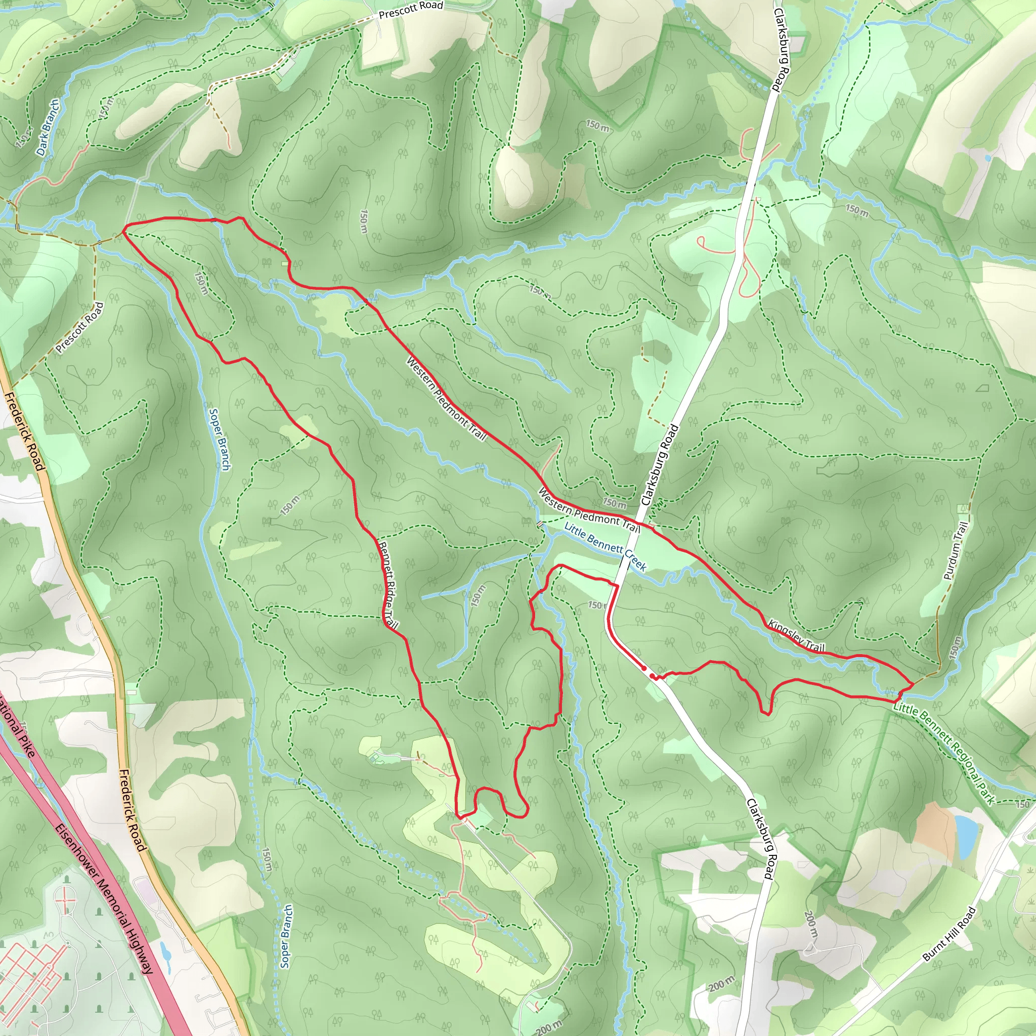 Wilson Mill Trail, Stoneybrook Trail and Bennett Ridge Loop Trail mobile static map