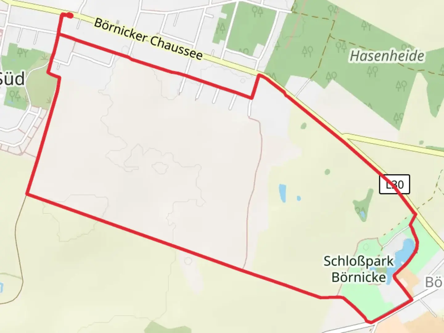 An image depicting the trail Schloß Börnicke Loop and its surrounding area.