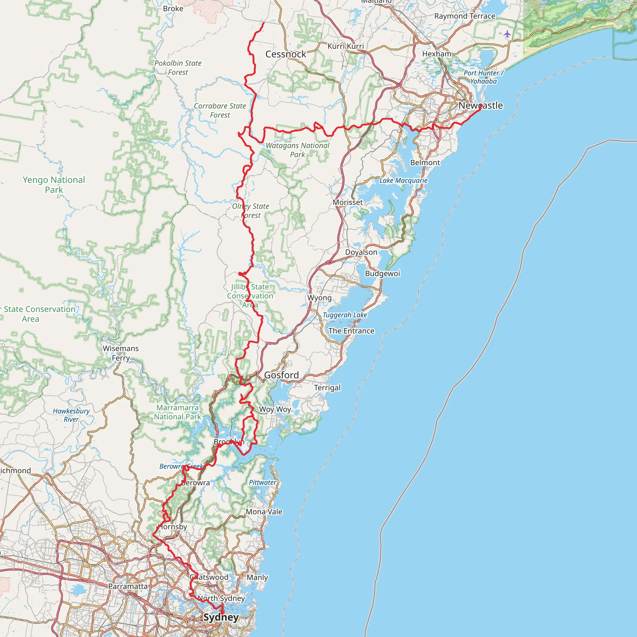 The Great North Walk mobile static map