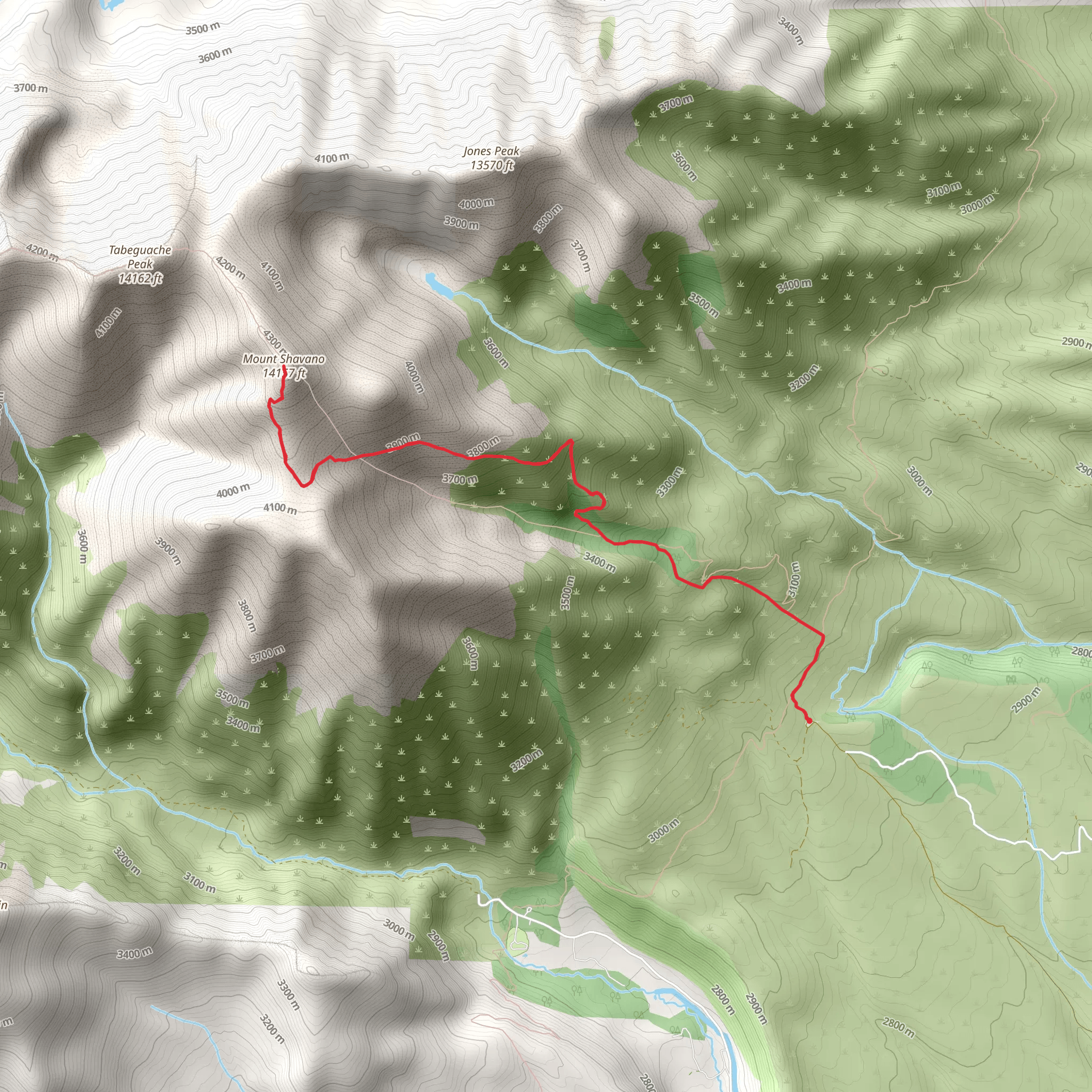 Mt Shavano Trail mobile static map