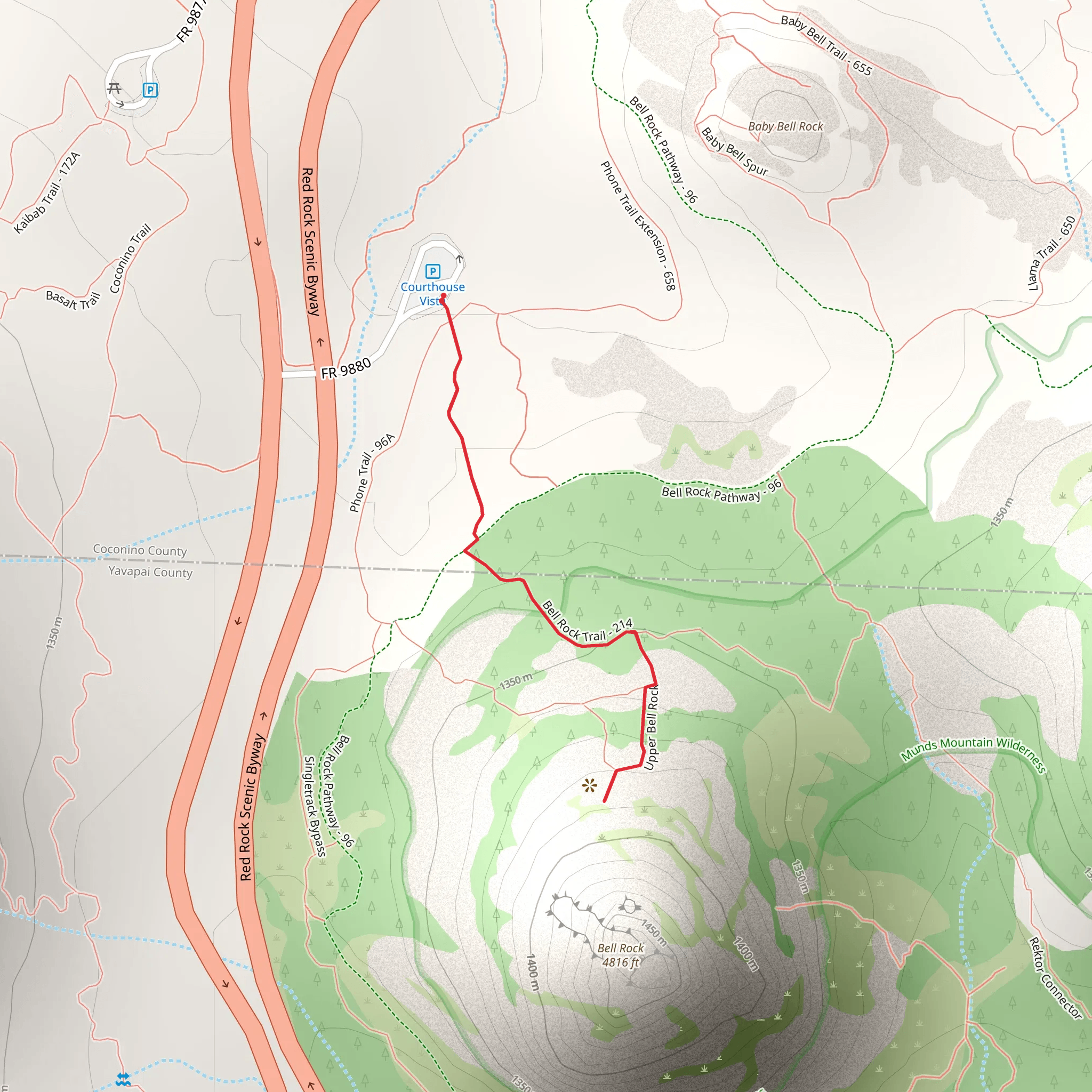 Upper Bell Rock Trail mobile static map