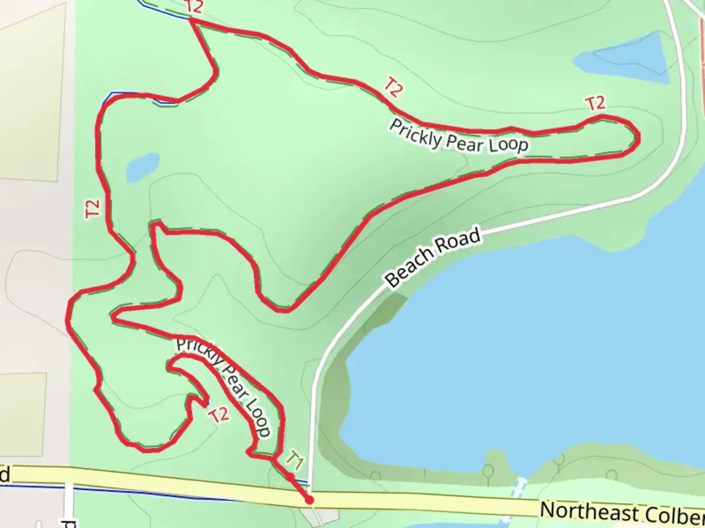 An image depicting the trail Prickly Pear Loop and its surrounding area.