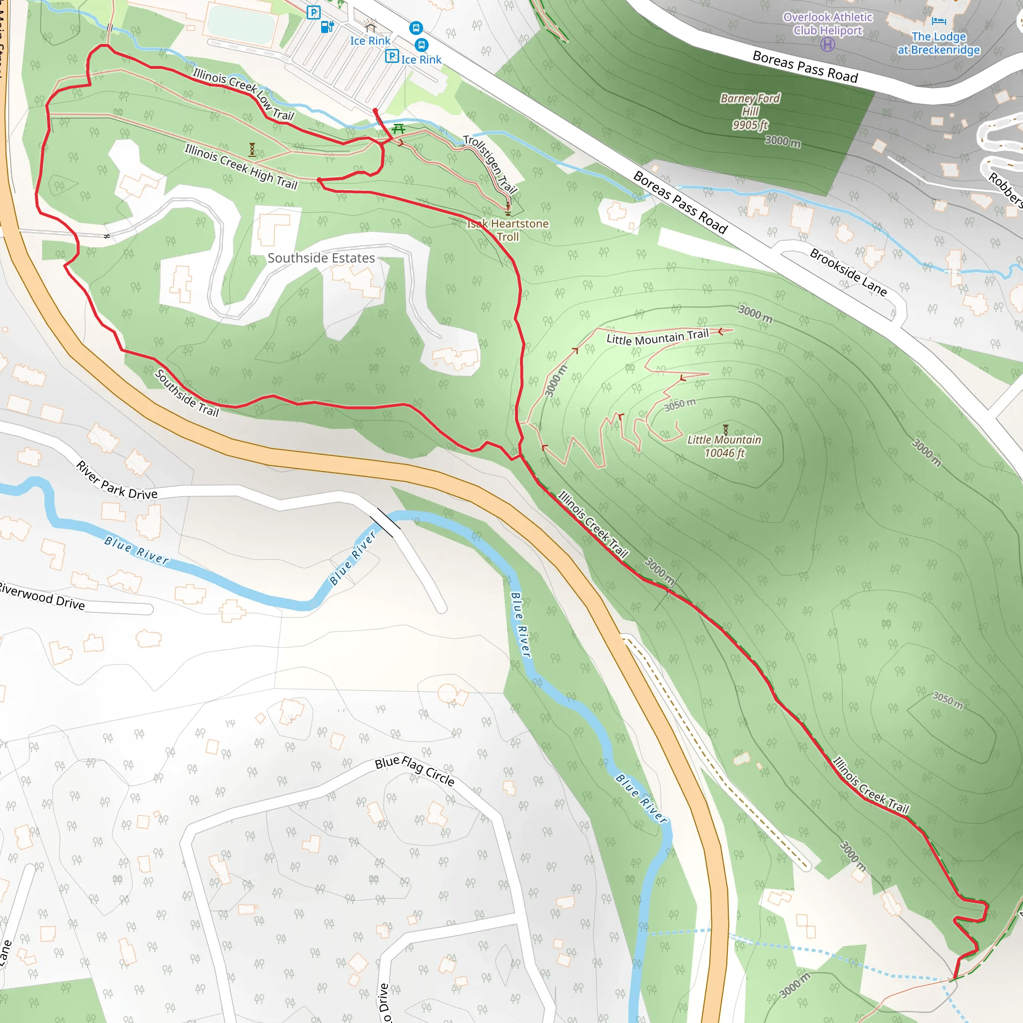 Illinois Creek Low Trail and Southside Trail mobile static map