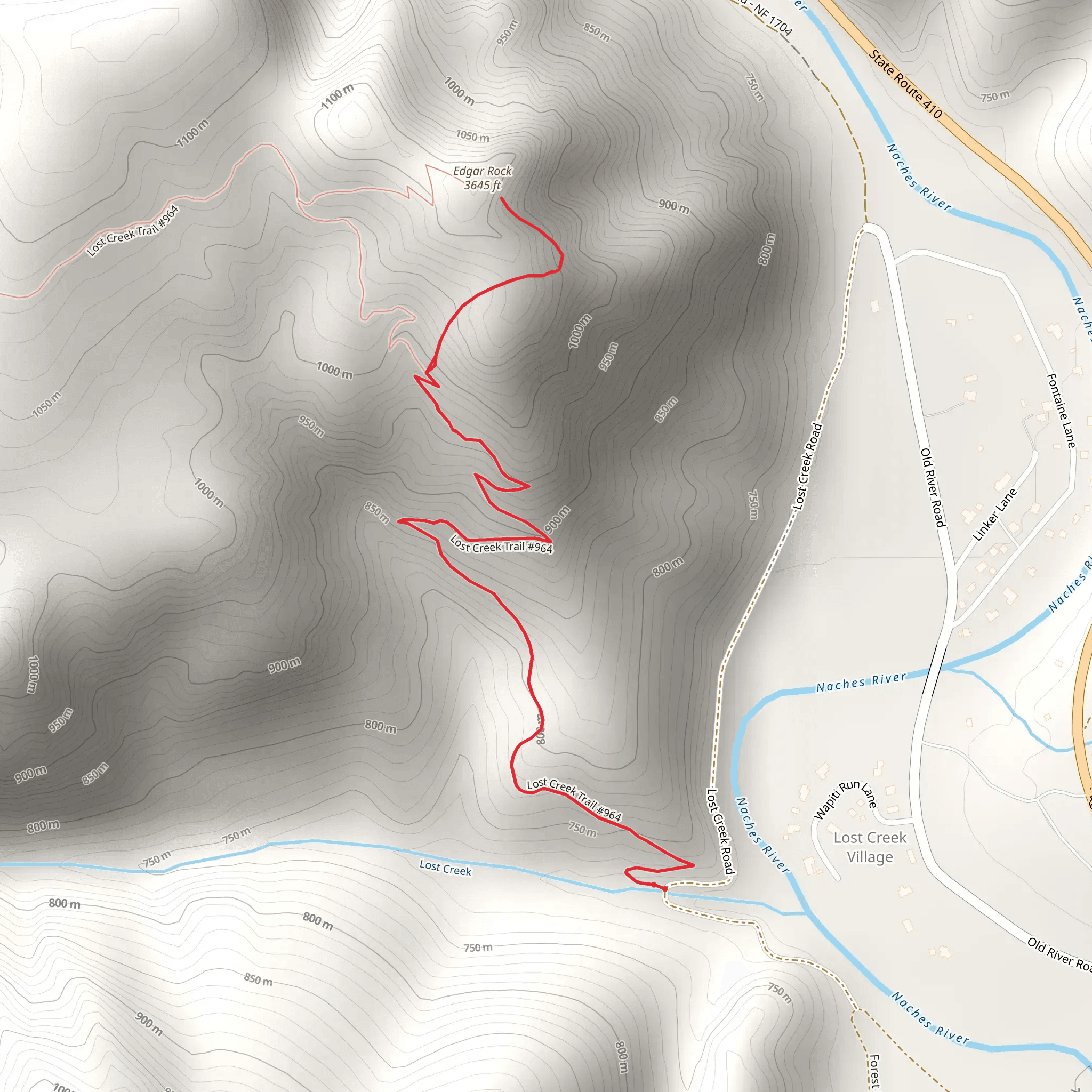 Edgar Rock Trail via Lost Creek Trail mobile static map