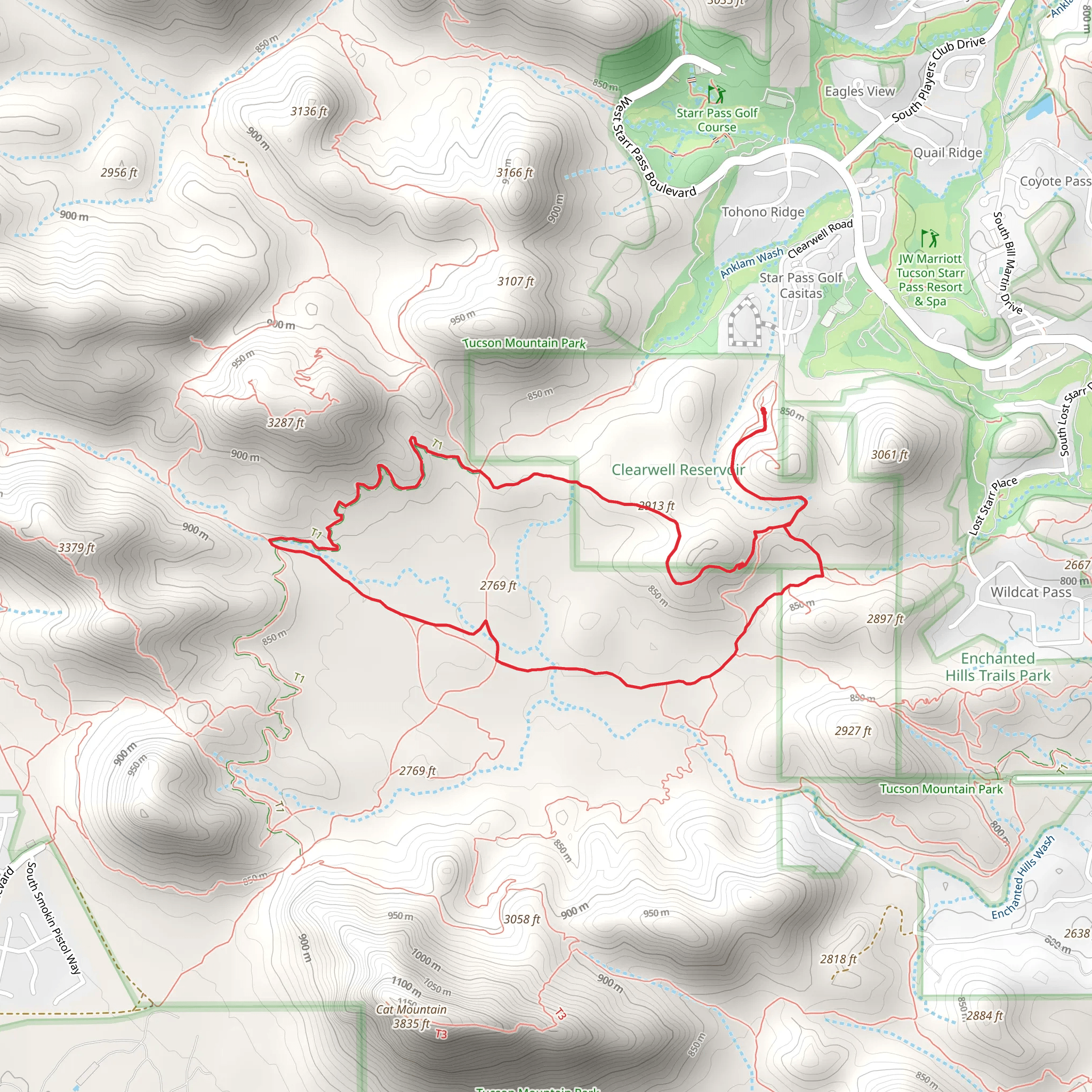 Rock Wren Trail and Starr Pass Loop Trail mobile static map