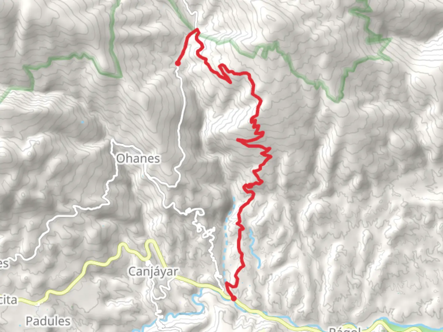 An image depicting the trail Canjayar - Hermitage of Tices PR A 364 and its surrounding area.