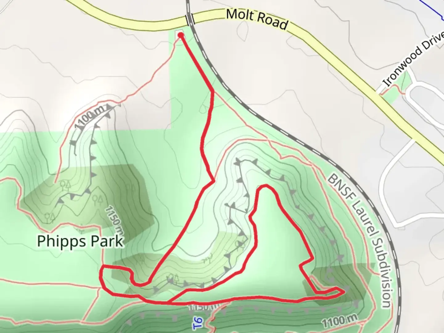 An image depicting the trail Phipps Park Loop and its surrounding area.
