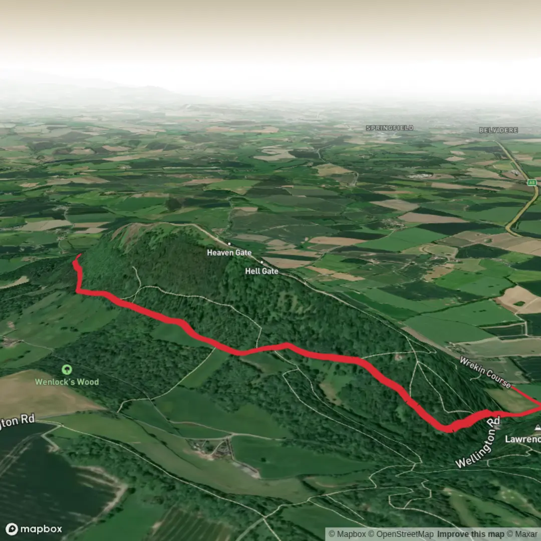An image depicting the trail Wrekin Base Loop and its surrounding area.