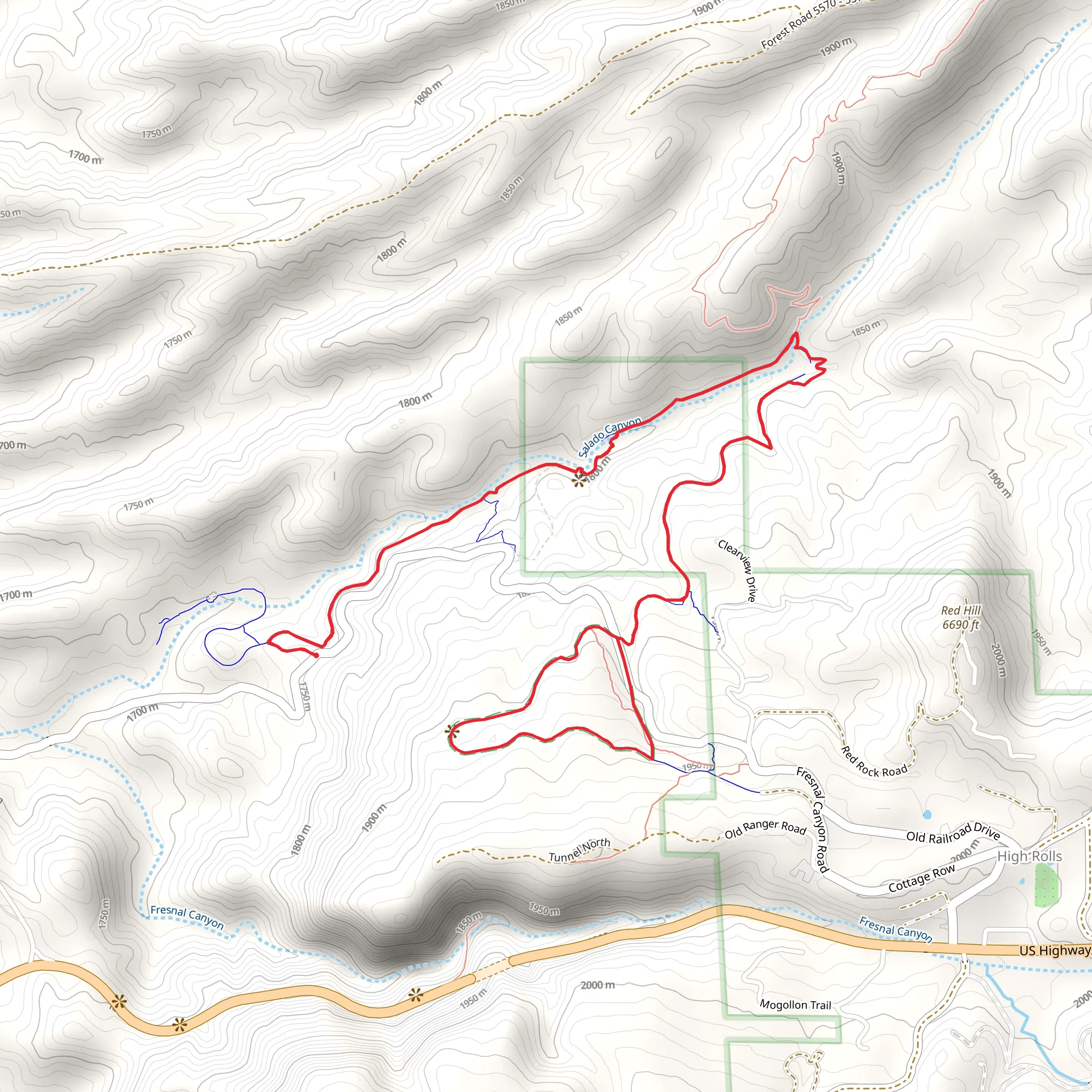 Grand View Loop Trail from Fresnal Canyon Road mobile static map