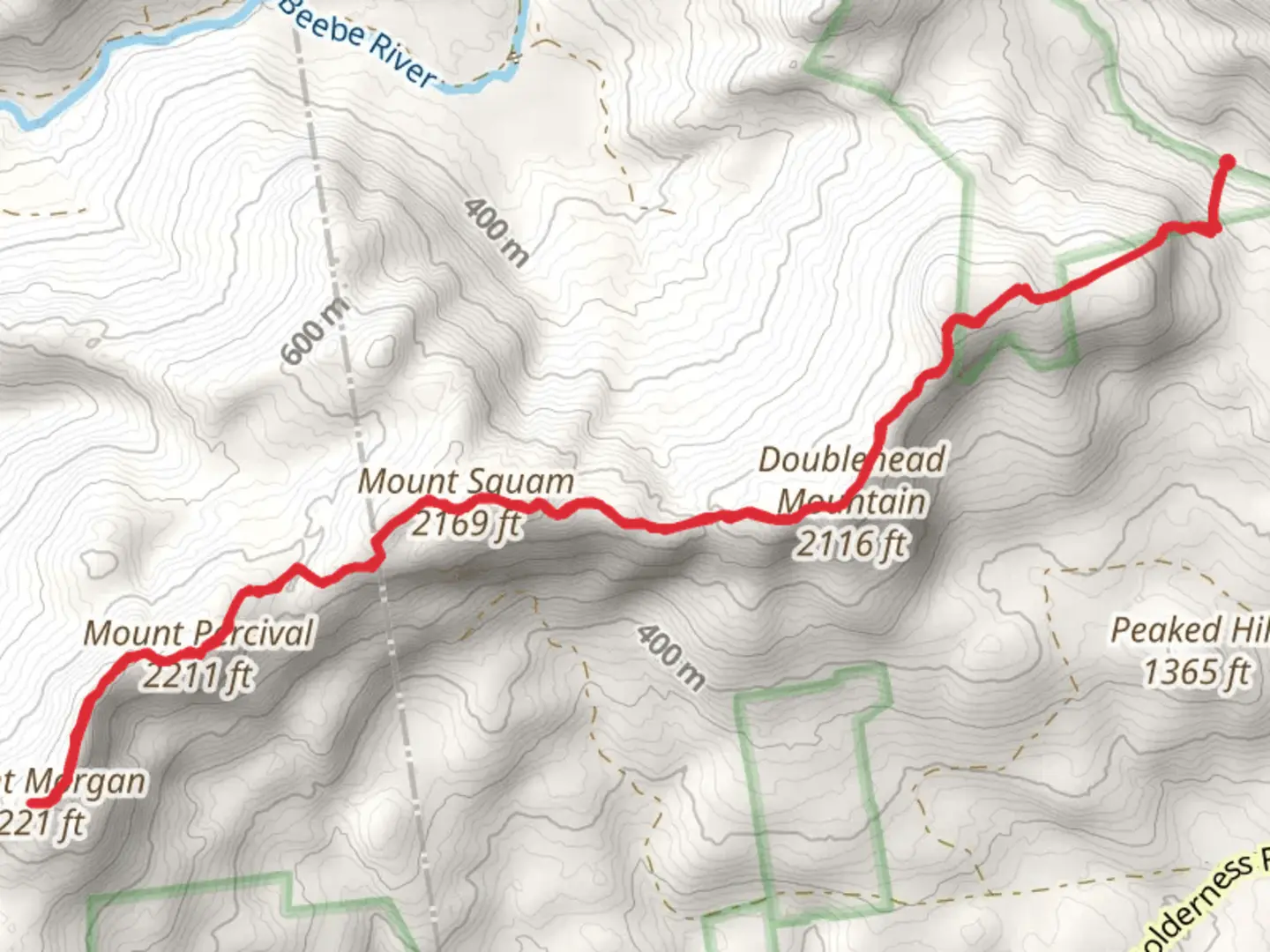 An image depicting the trail Crawford-Ridgepole Trail via Doublehead Mountain and Mount Percival and its surrounding area.