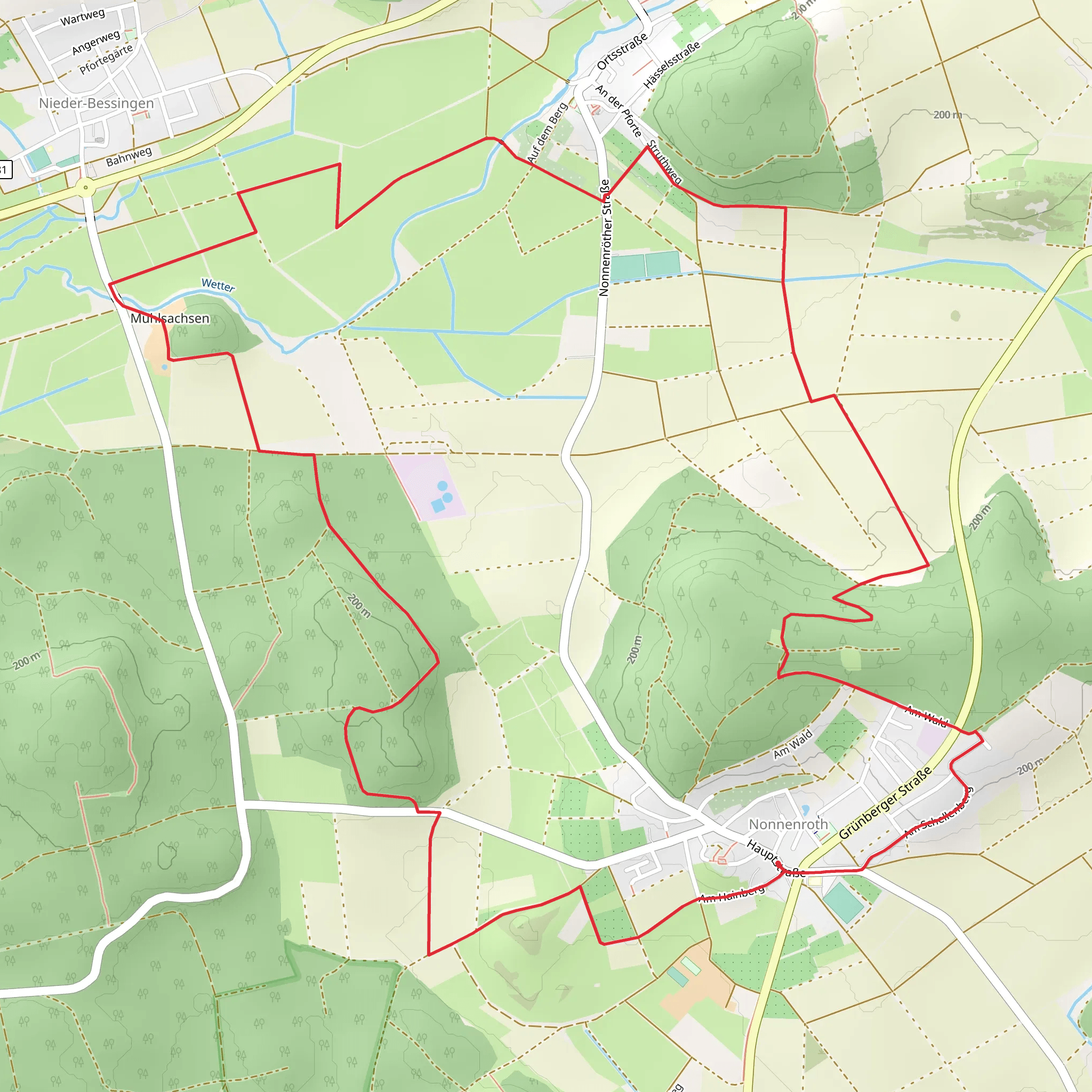 Nieder Bessingen and Nonnenroth Loop mobile static map