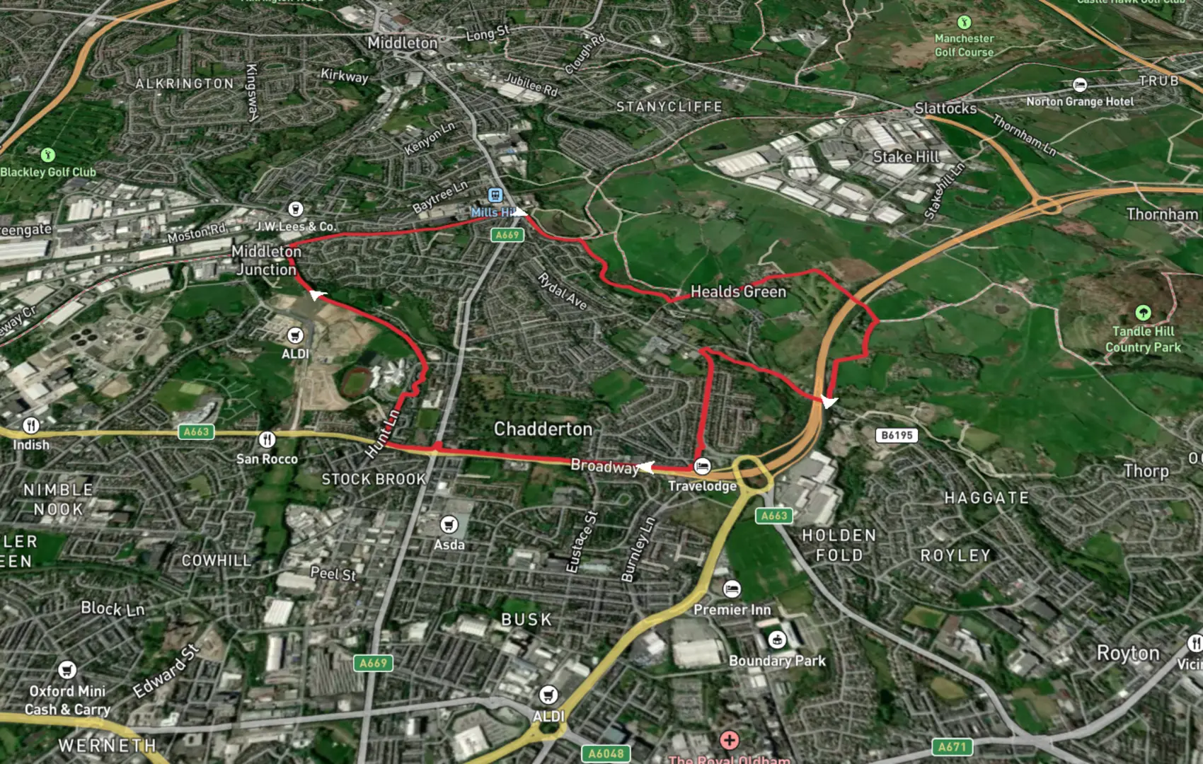 An image depicting the trail Chadderton Hall Park Loop and its surrounding area.