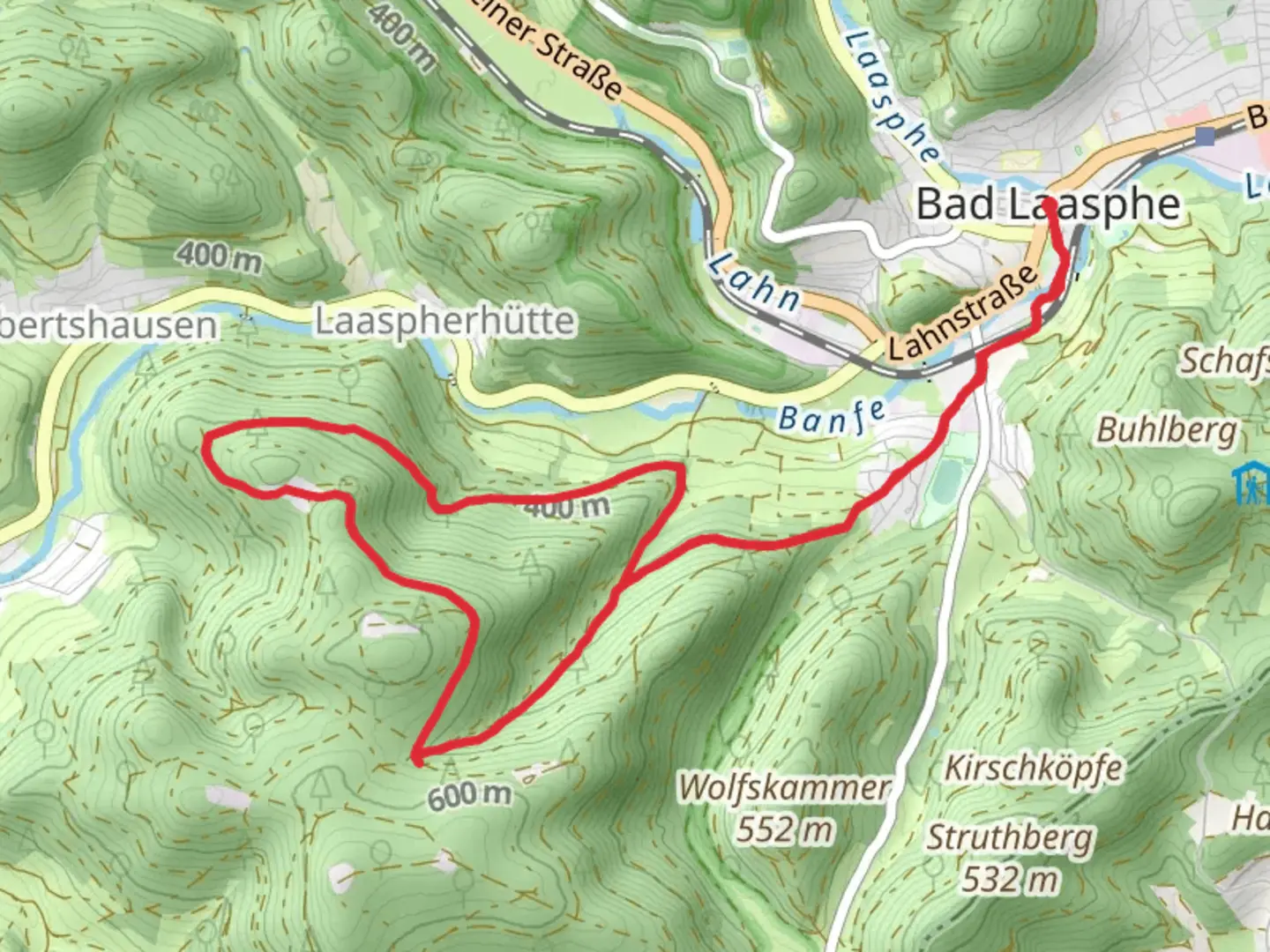 An image depicting the trail Tretenbach and Wartel Loop and its surrounding area.
