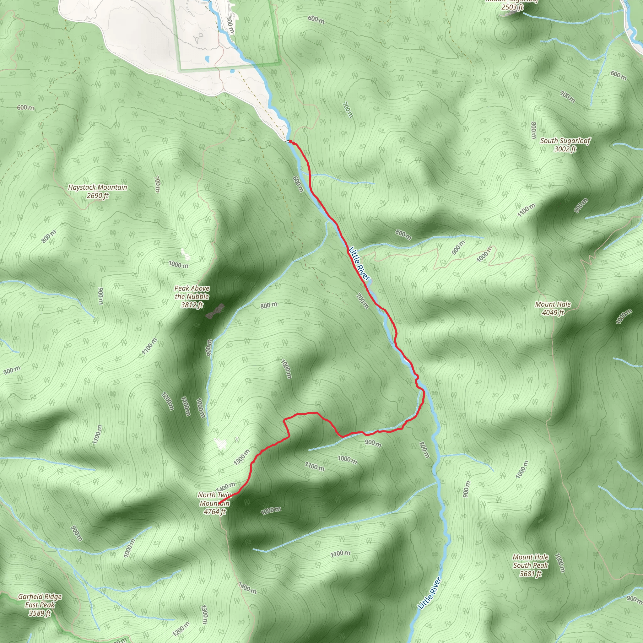 North Twin Mountain Trail mobile static map