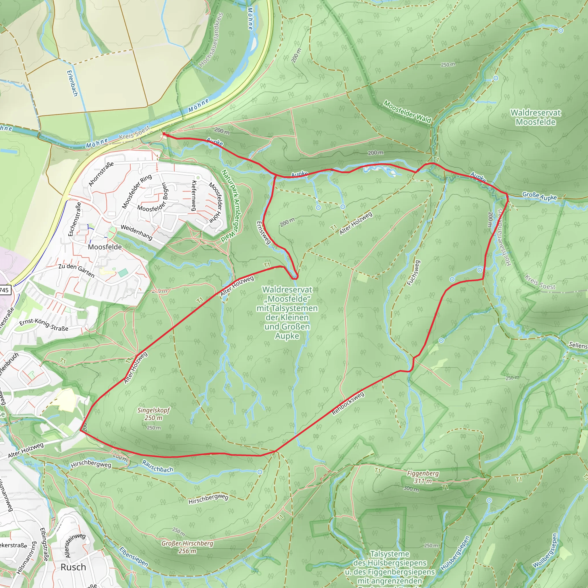 Aupketal Rundweg mobile static map