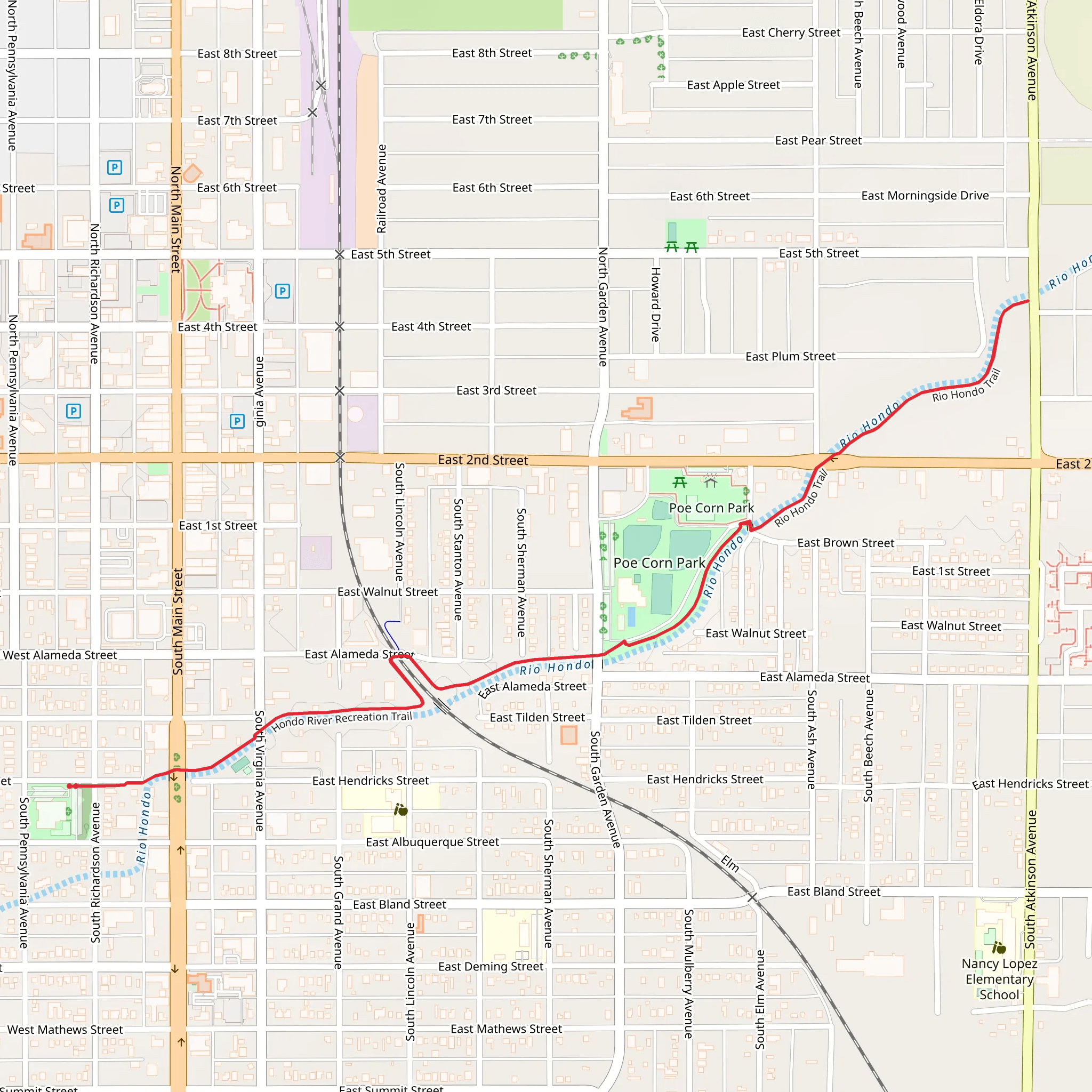 Hondo River Recreation Trail and Rio Hondo Trail mobile static map