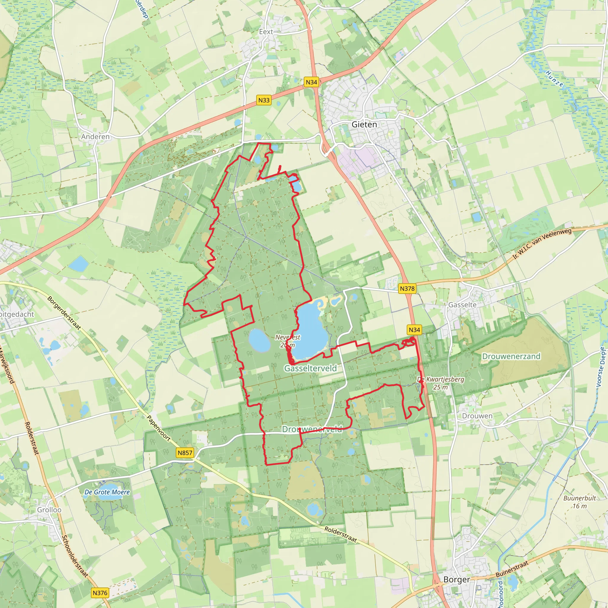 t Gasselterveld in Boswachterij Gieten Borger mobile static map