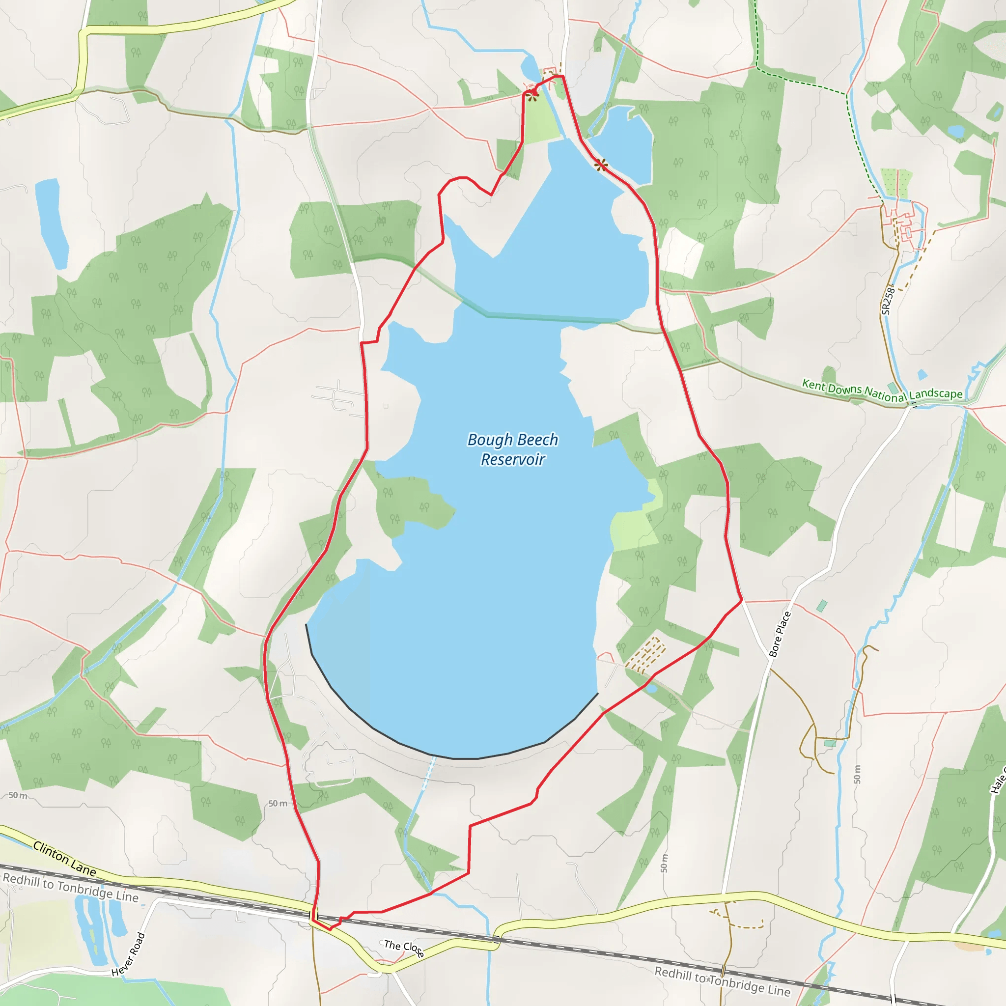 Bough Beech Reservoir Loop mobile static map