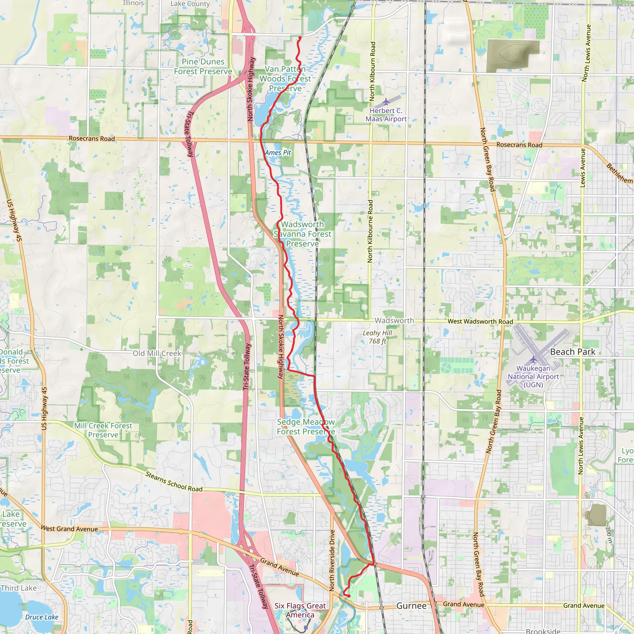 Des Plaines River Trail - Russell mobile static map