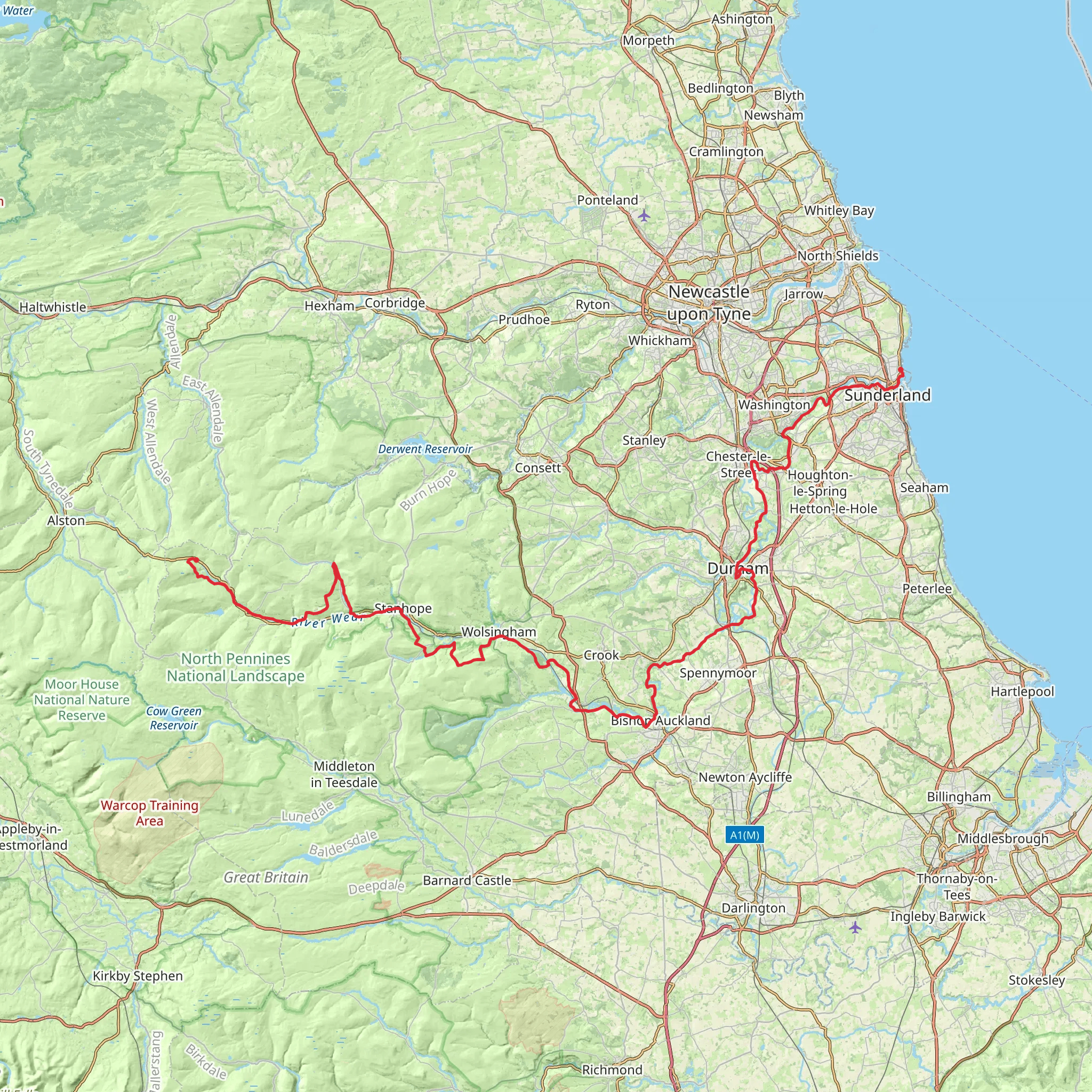 Weardale Way mobile static map