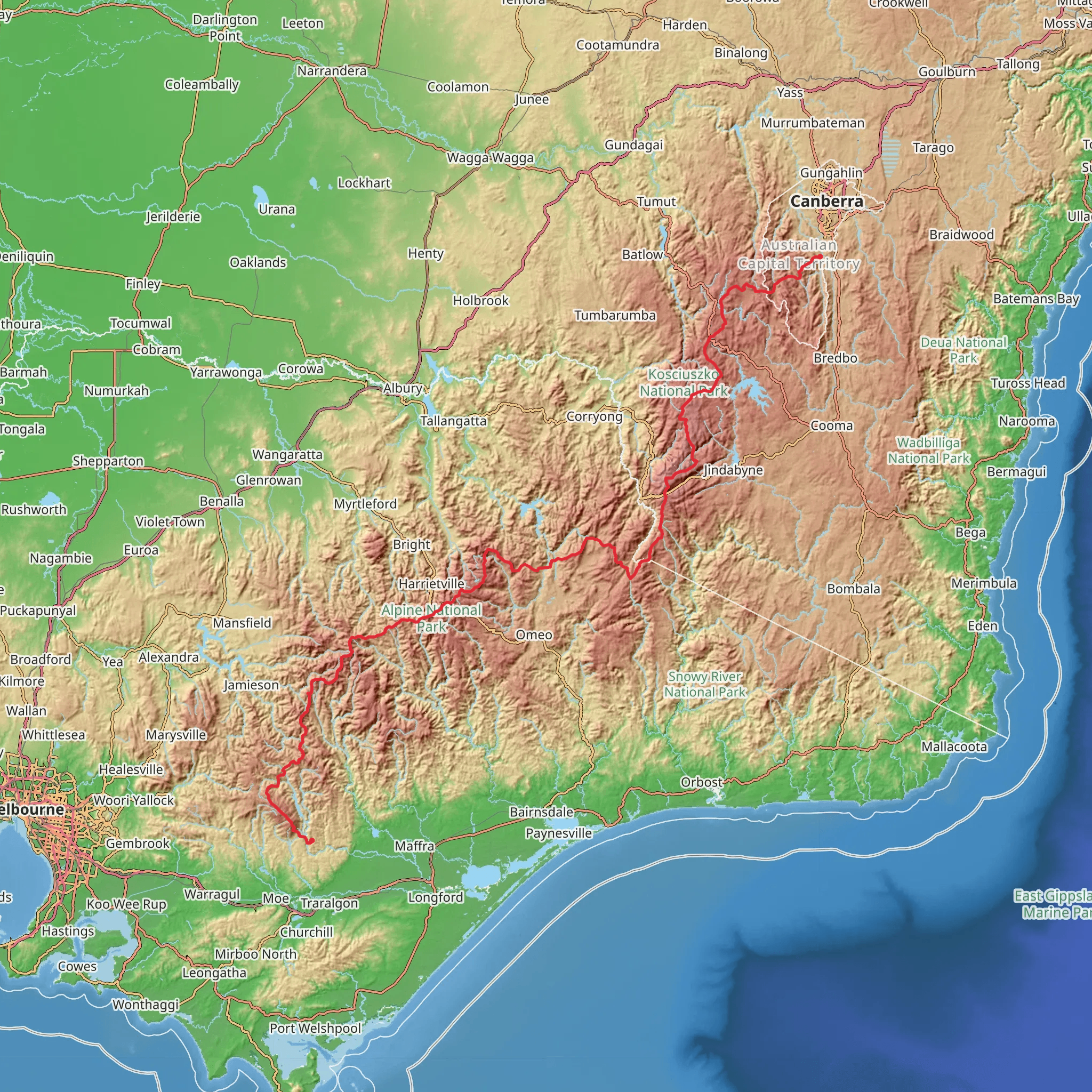 Australian Alps Walking Track mobile static map