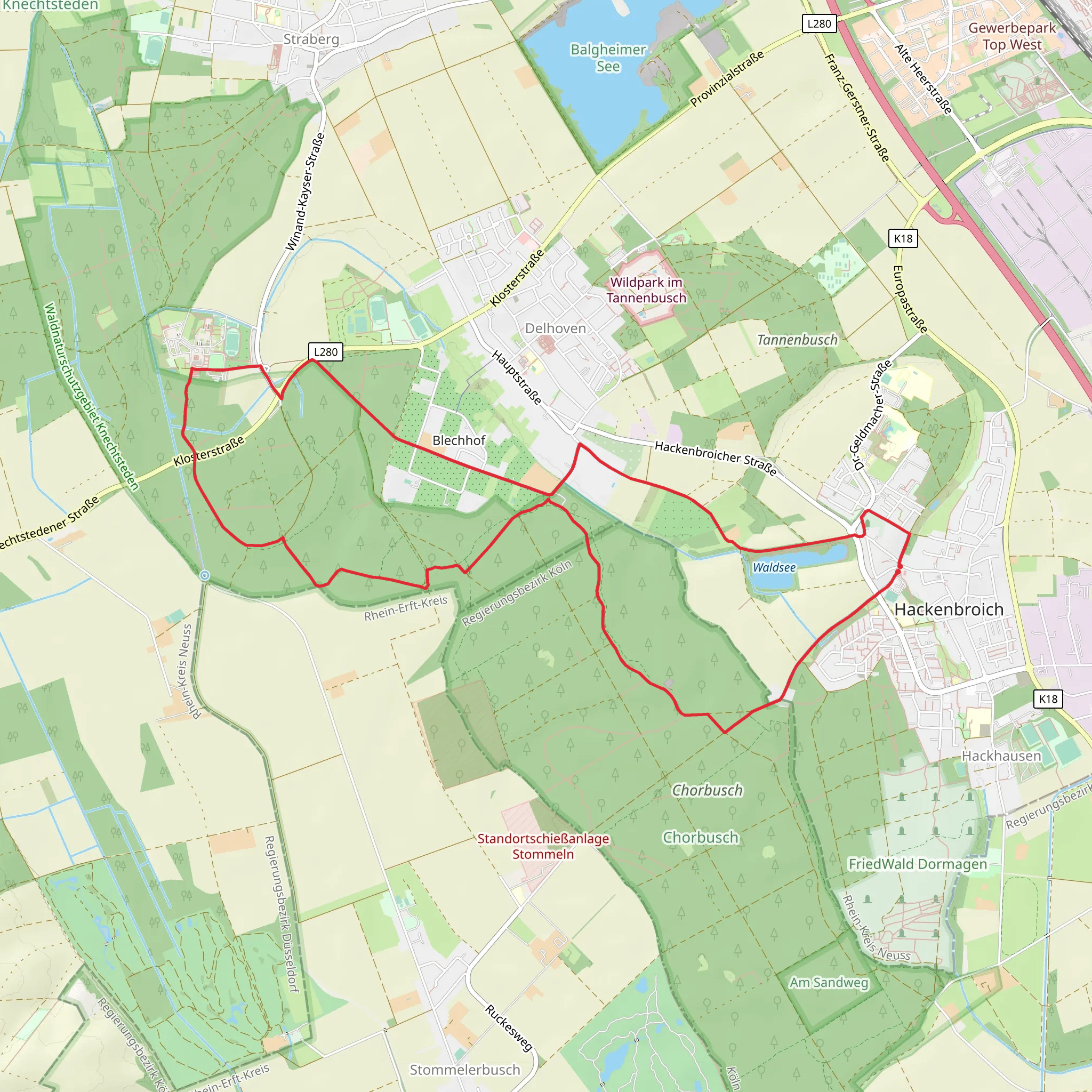Waldsee and Chorbusch Loop mobile static map