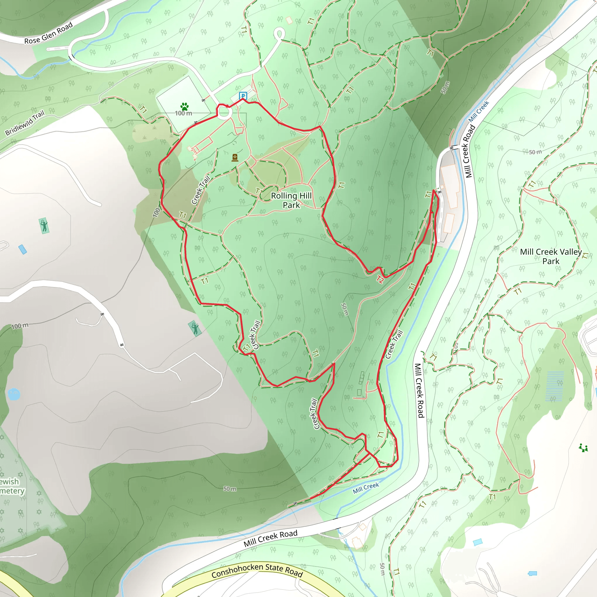 Rolling Hill Park Loop mobile static map