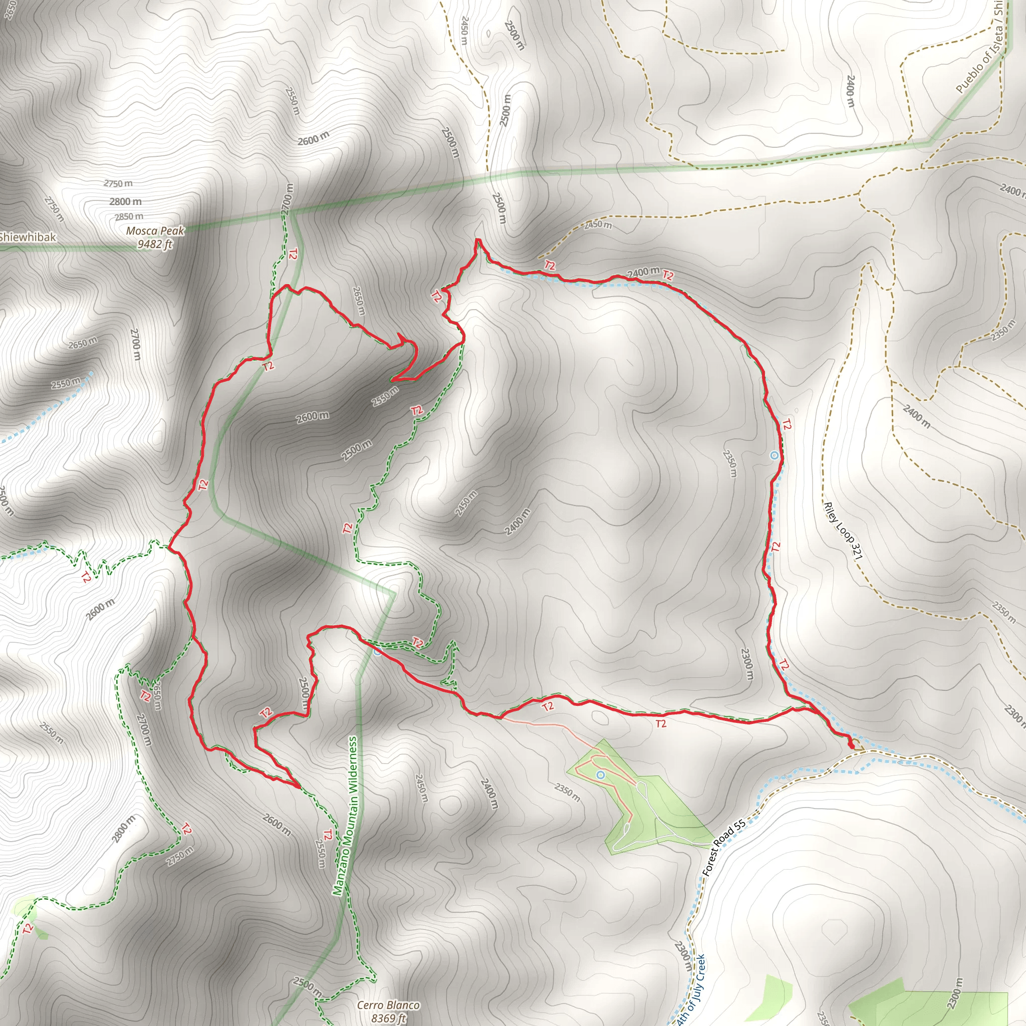 Albuquerque Trail and Fourth of July Loop Trail mobile static map