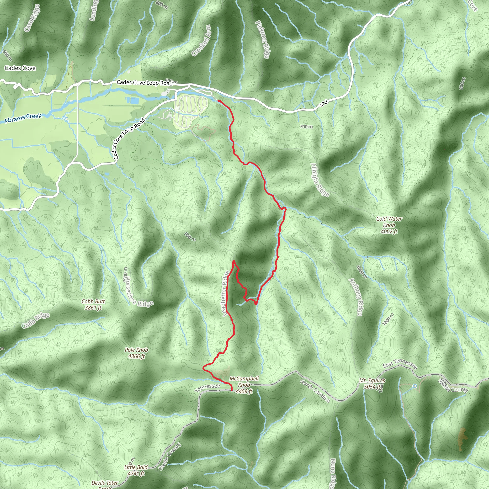 Russell Field Trail via Anthony Creek Trail mobile static map
