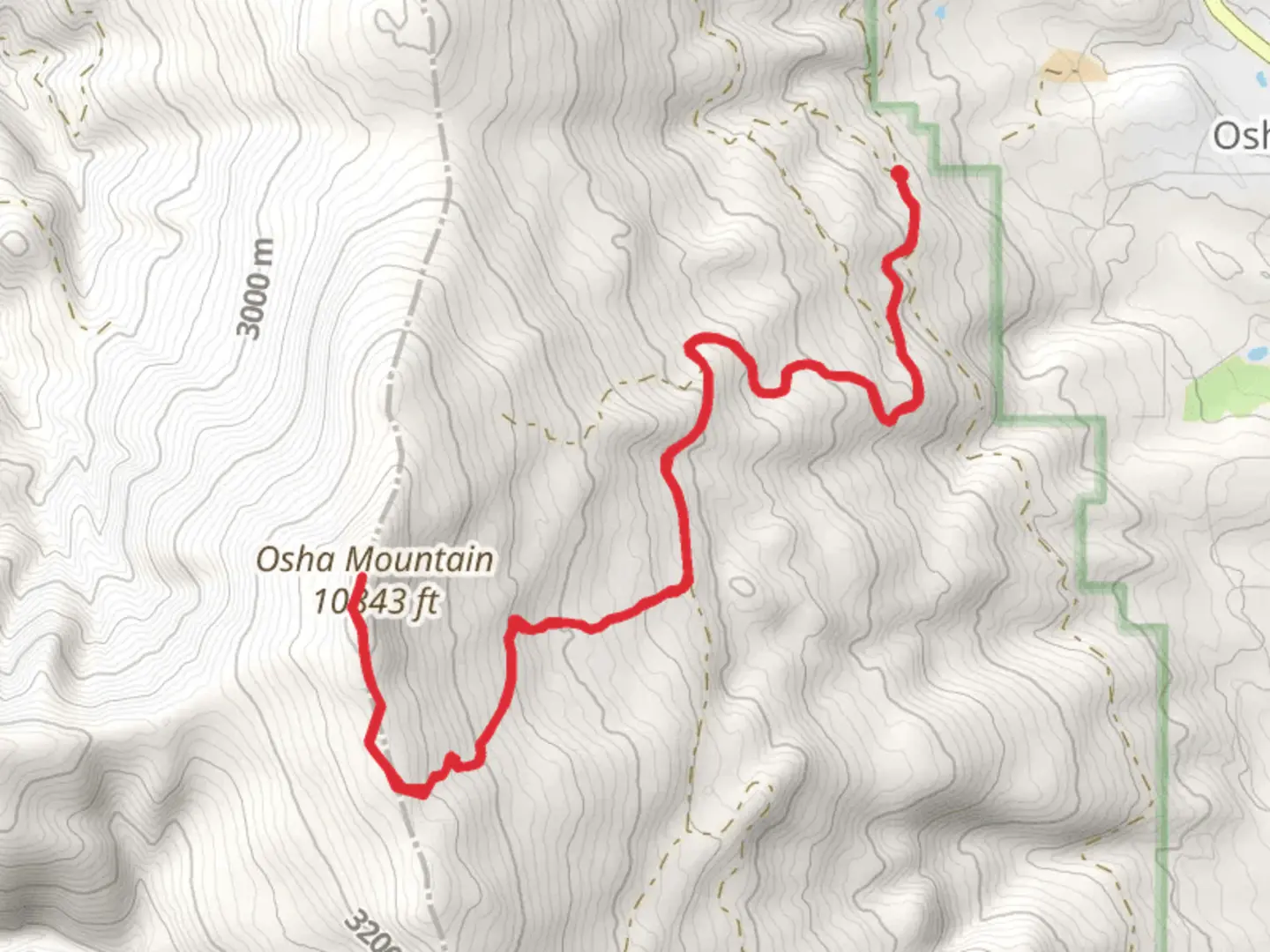 An image depicting the trail Osha Mountain and its surrounding area.