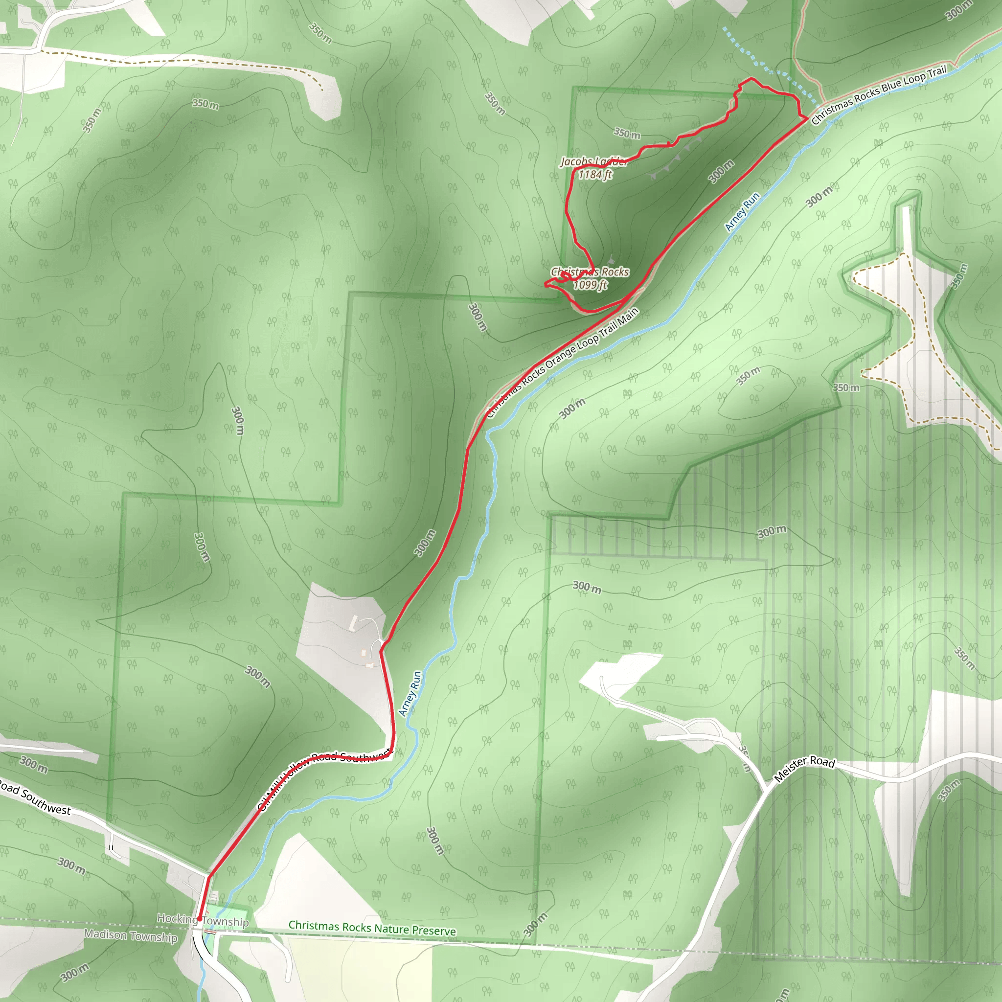 Jacobs Ladder and Christmas Rocks Loop mobile static map