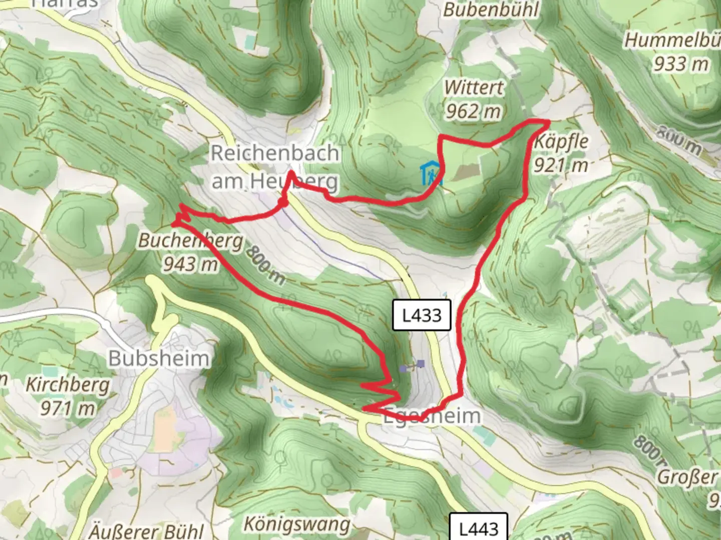 An image depicting the trail Reichenbach am Heuberg Loop and its surrounding area.