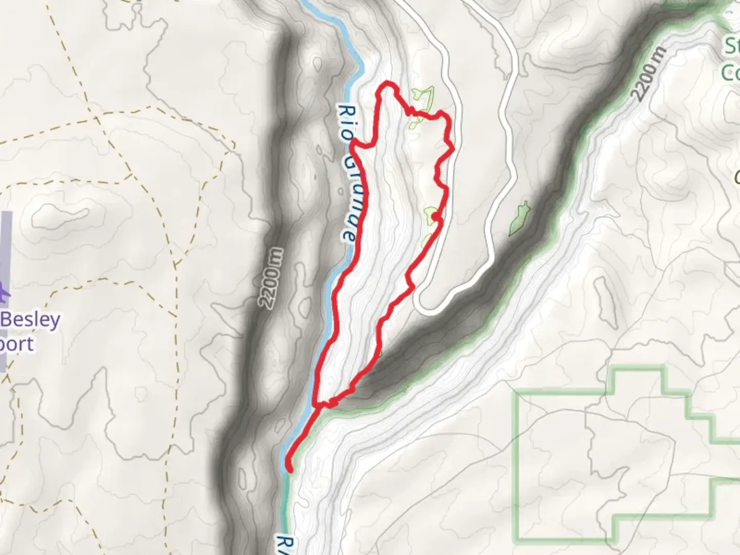An image depicting the trail Rio Grande River Loop and its surrounding area.