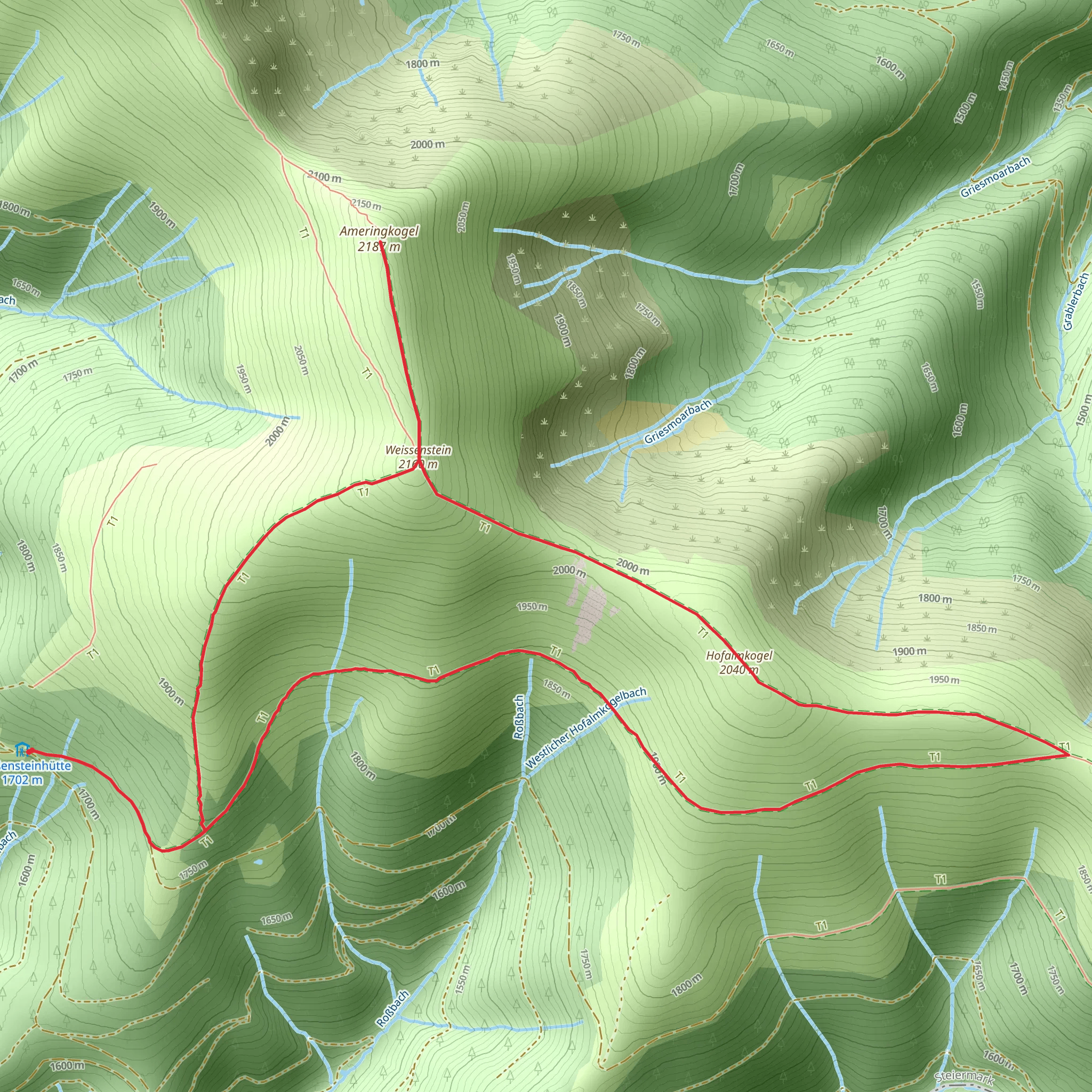 Weißensteinhütte, Ameringkogel and Hofalmkogel Mountain Loop mobile static map