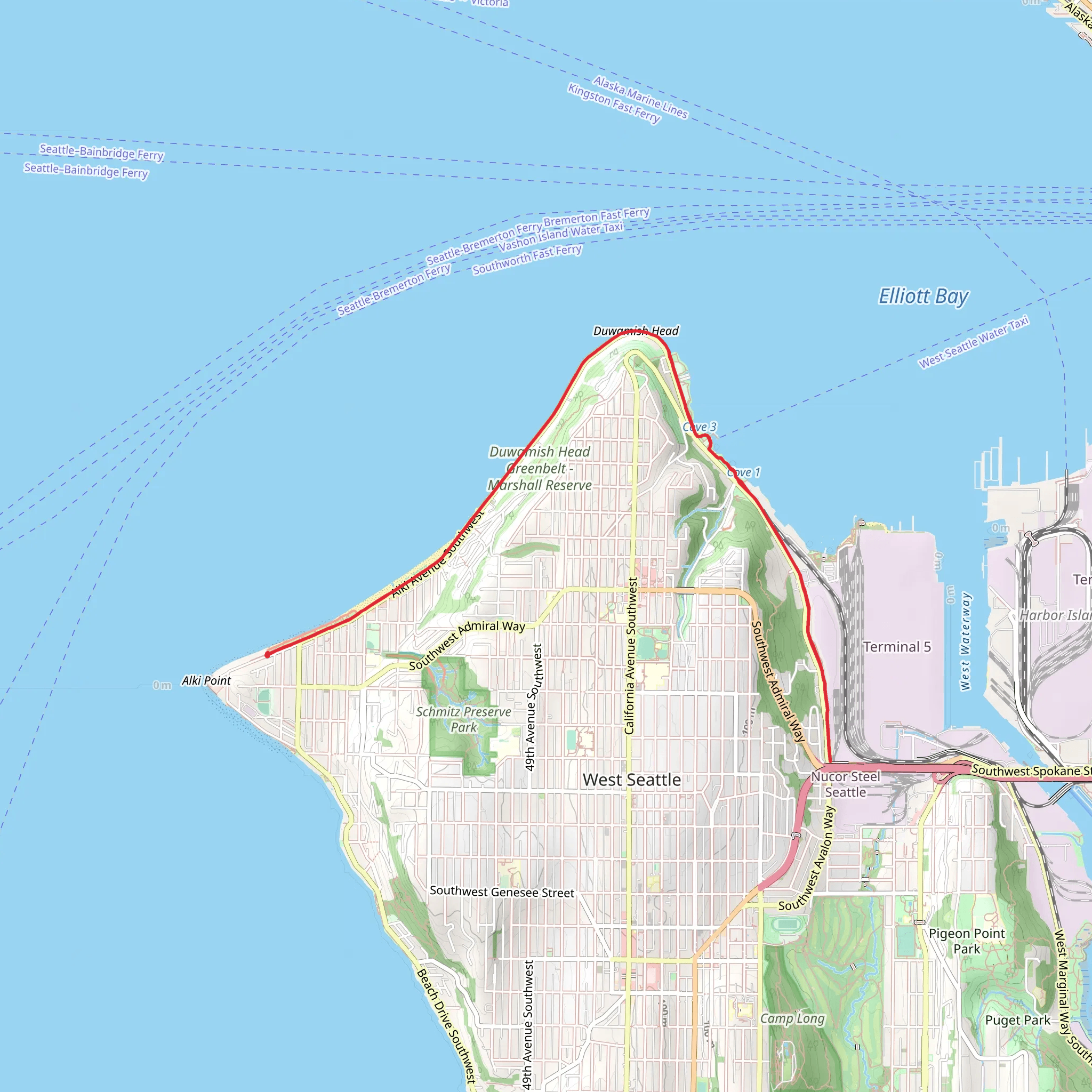 Alki Trail mobile static map