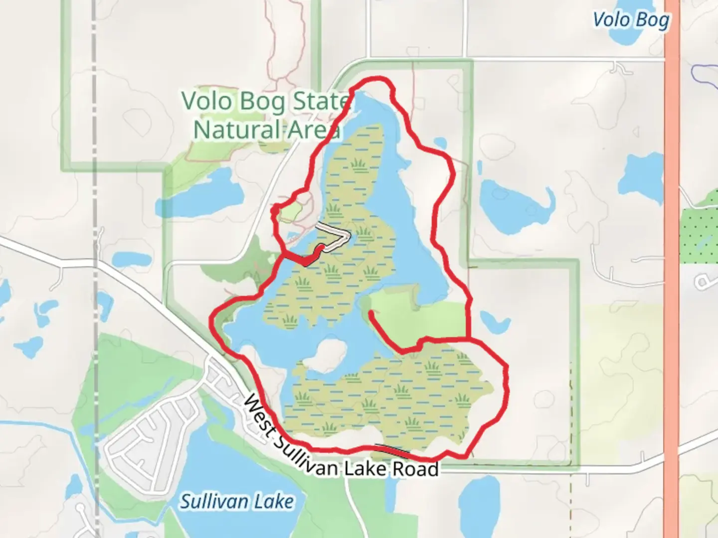 An image depicting the trail Eye of the bog - Tamarack View Trail and its surrounding area.
