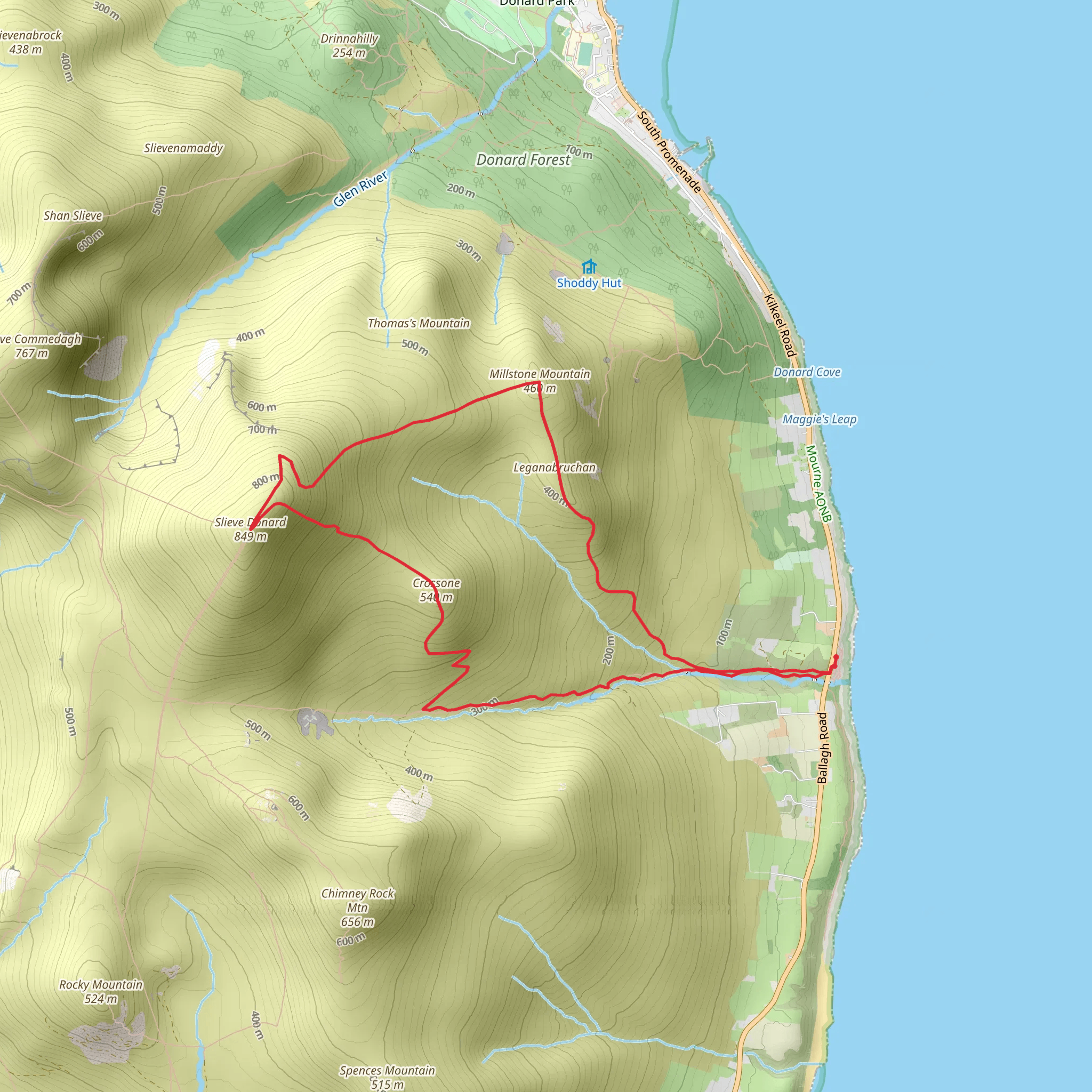 Slieve Donard and Milestone Mountain Loop Trail mobile static map