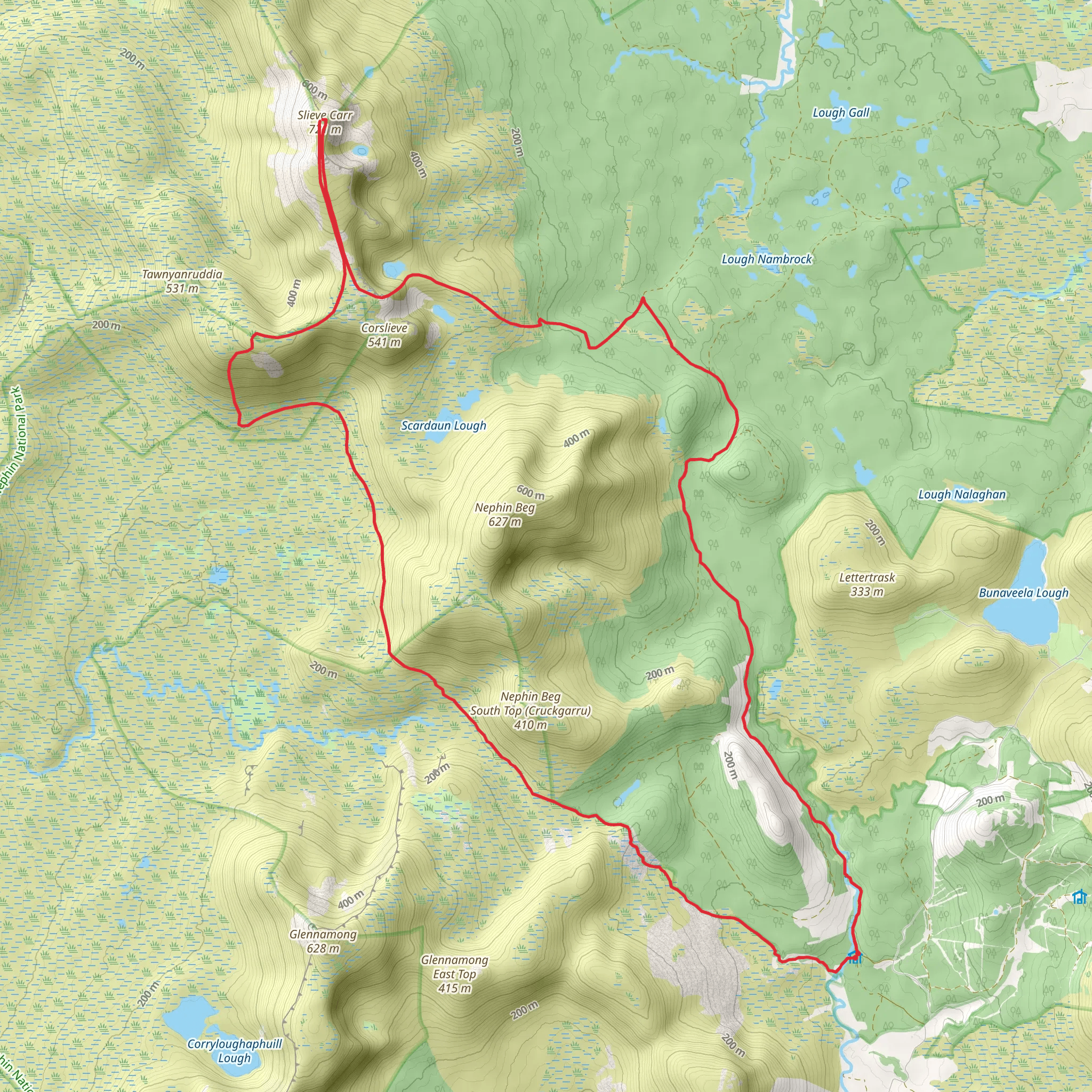 Slieve Carr Mountain via Letterkeen Trail mobile static map