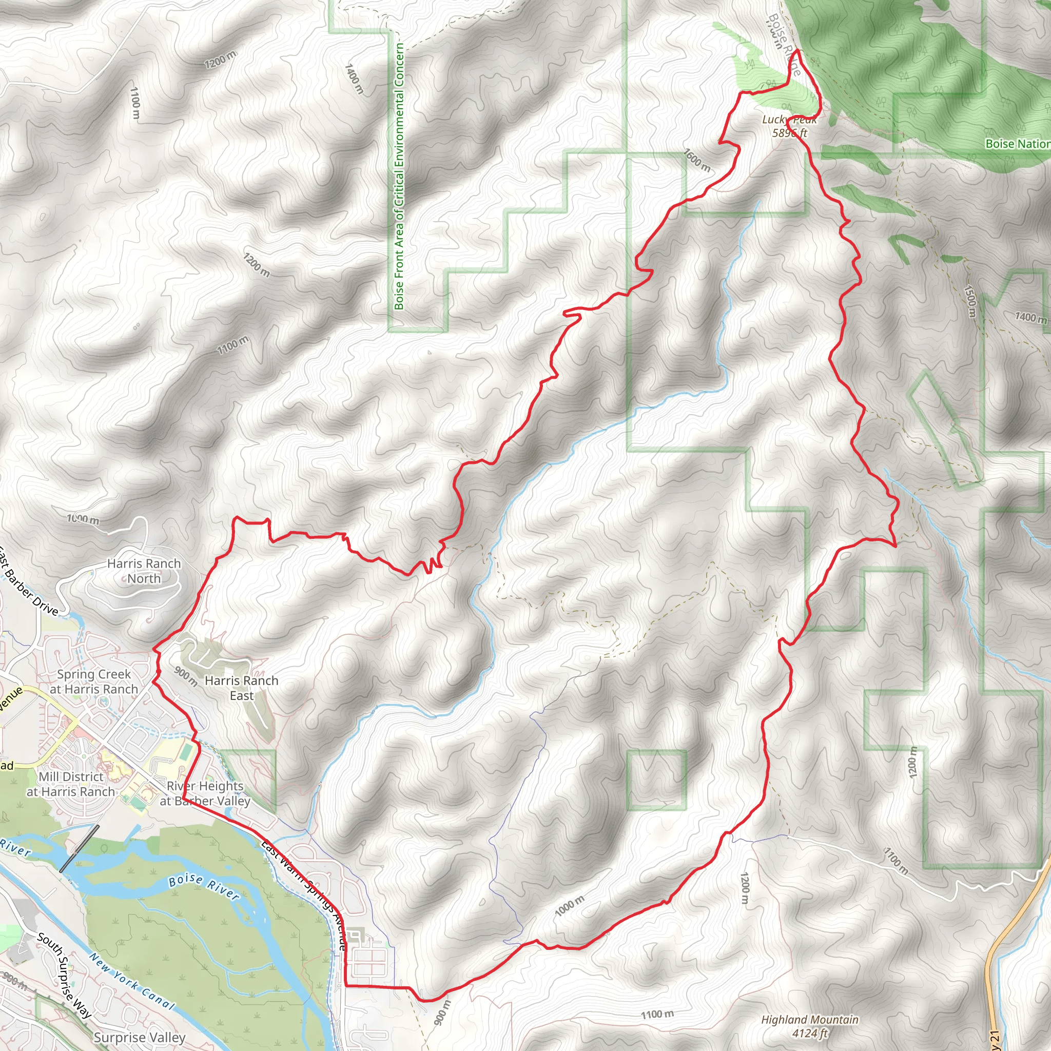 Lucky Peak Loop mobile static map